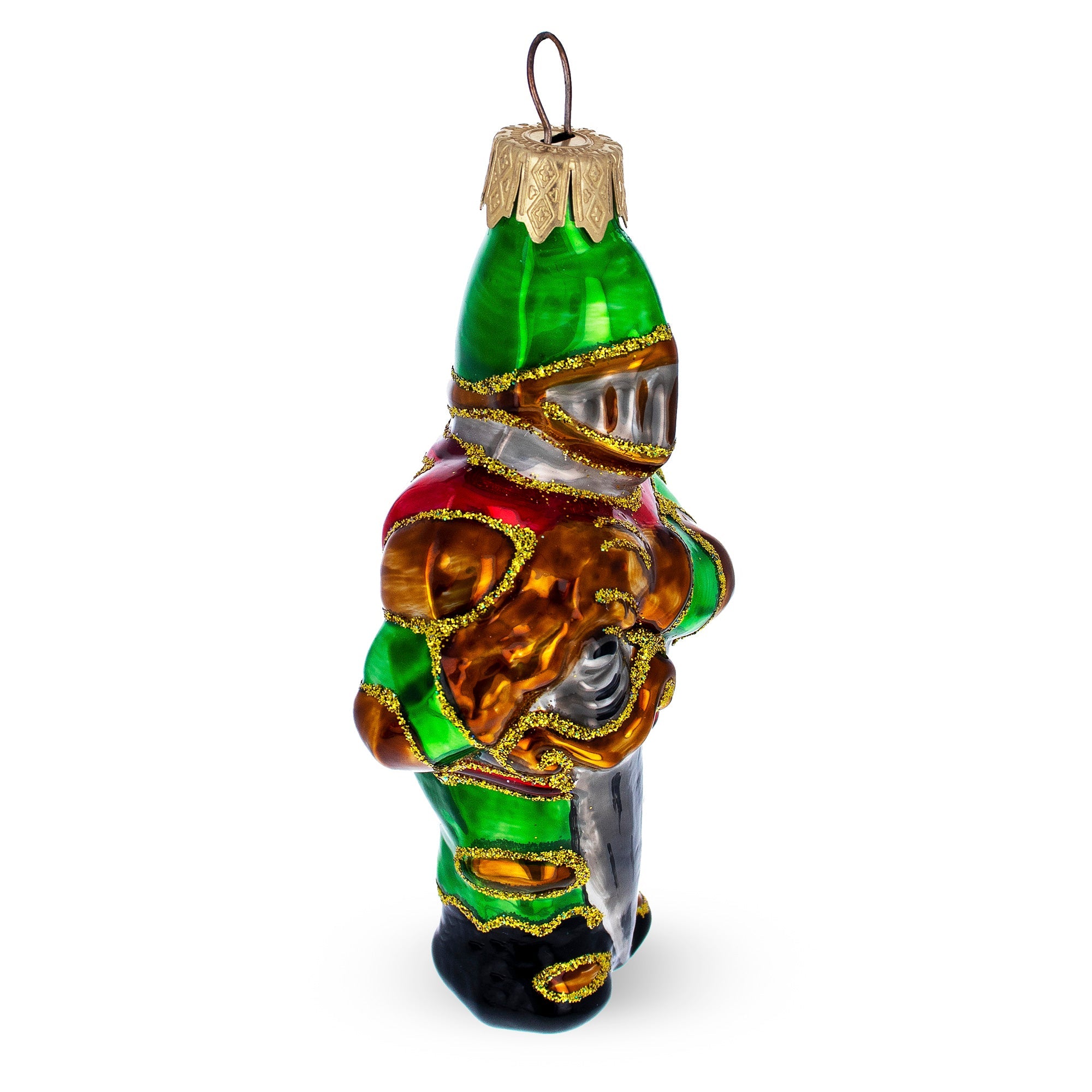 Knight Holding Sword Glass Christmas Ornament