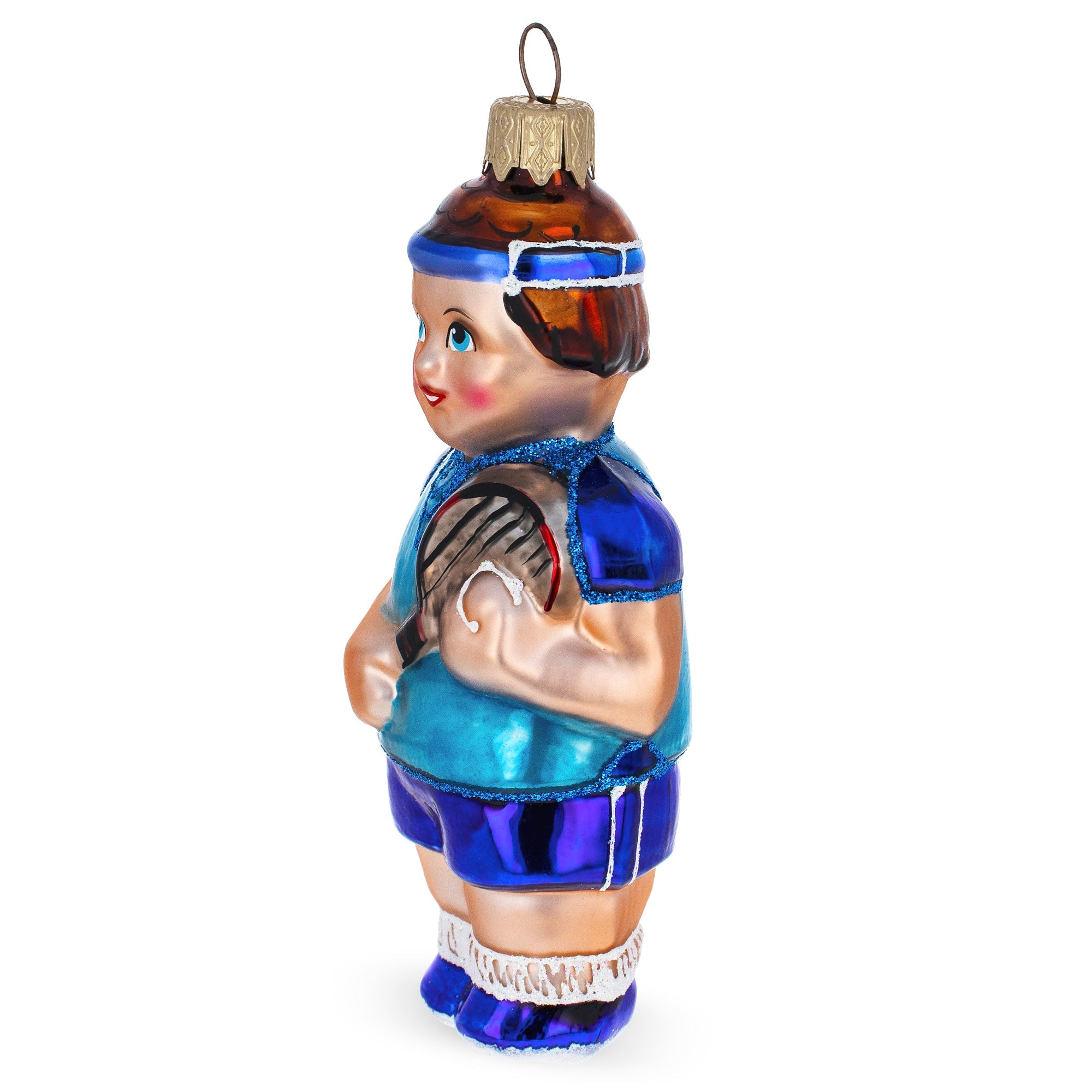 Tennis Player Glass Christmas Ornament