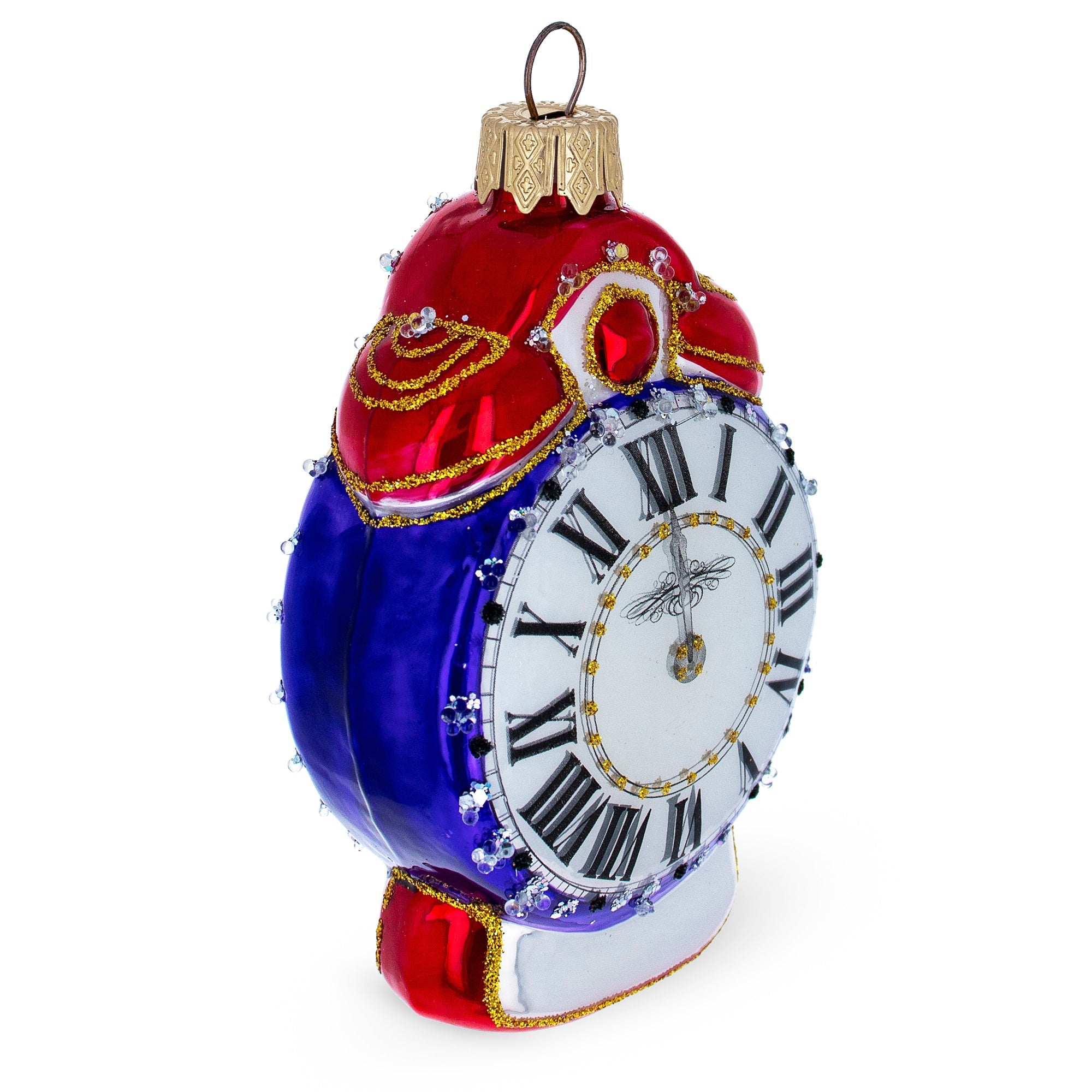 Vintage Style Alarm Clock Glass Christmas Ornament