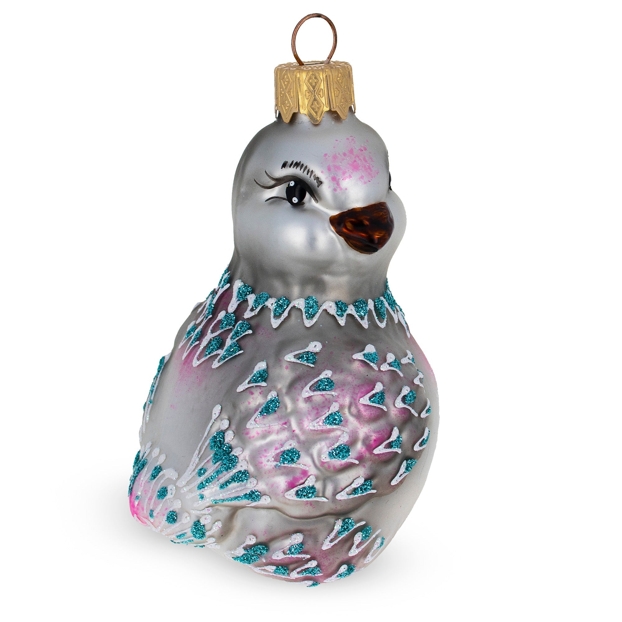 Gray Pigeon Glass Christmas Ornament