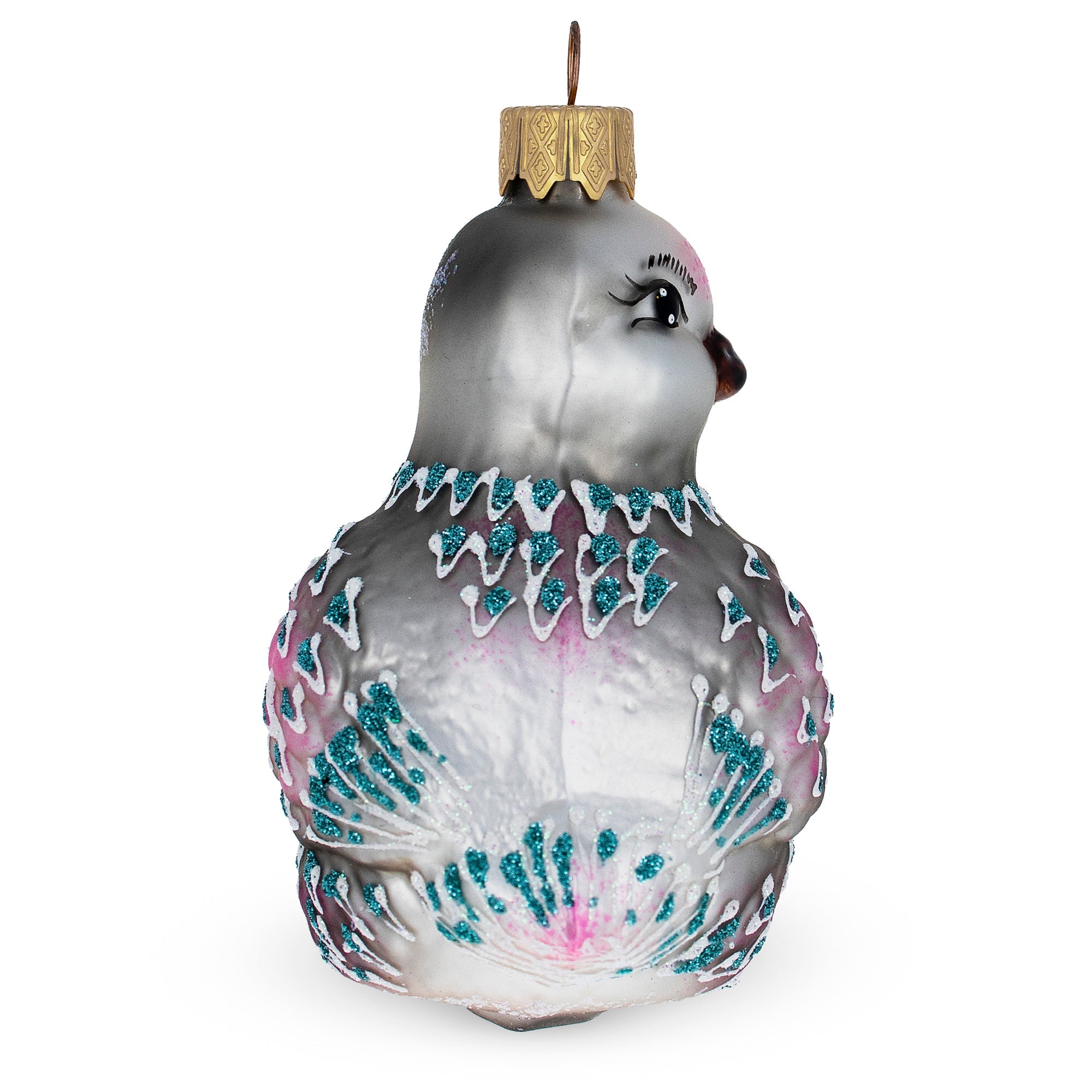 Gray Pigeon Glass Christmas Ornament