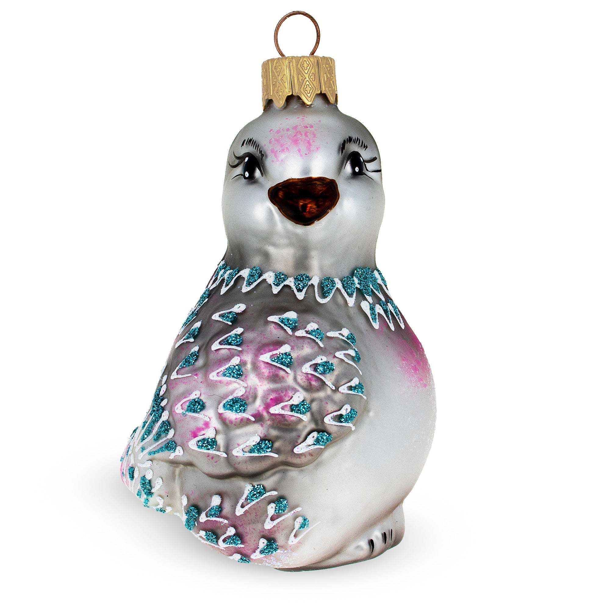 Gray Pigeon Glass Christmas Ornament