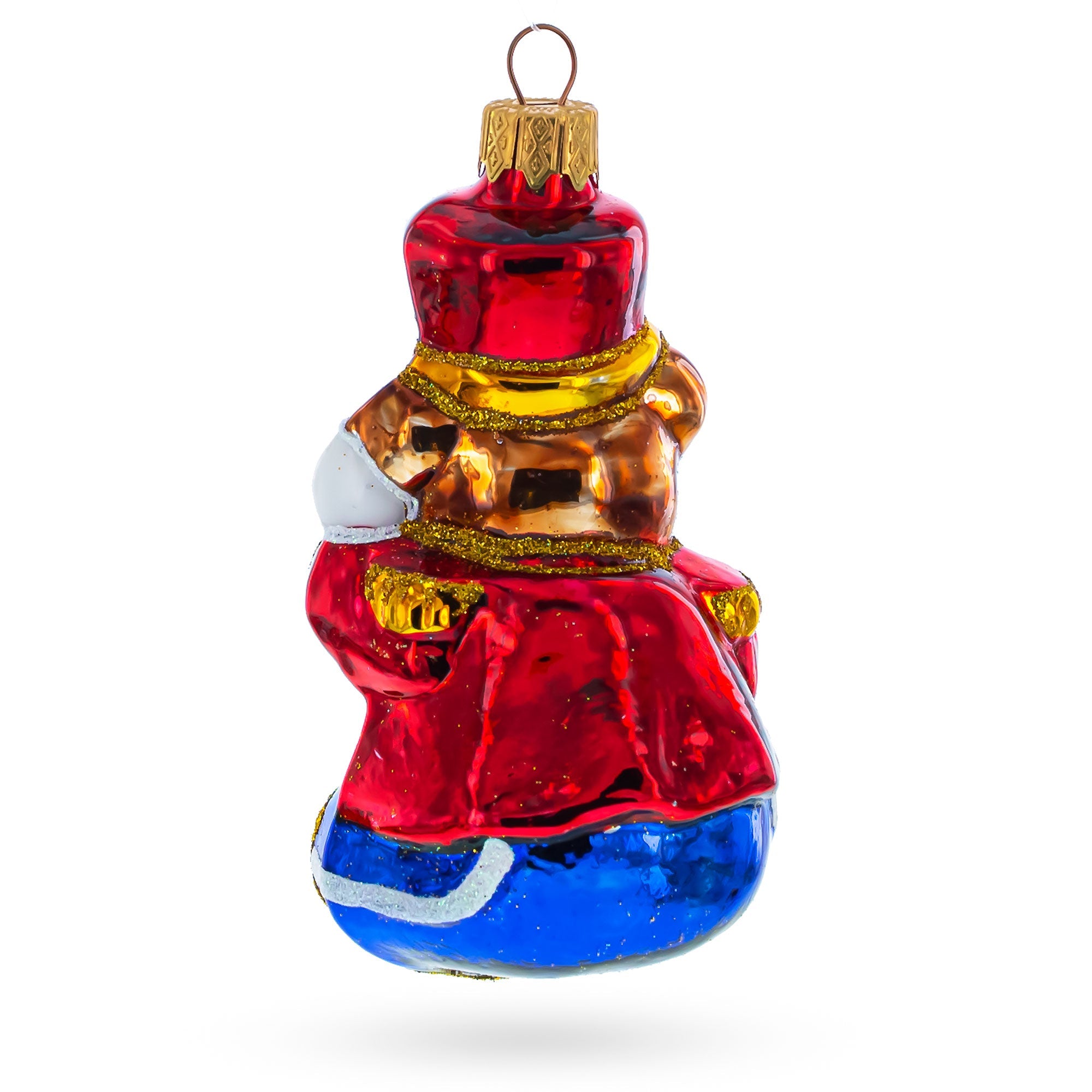 Bear Cub Drummer Glass Christmas Ornament