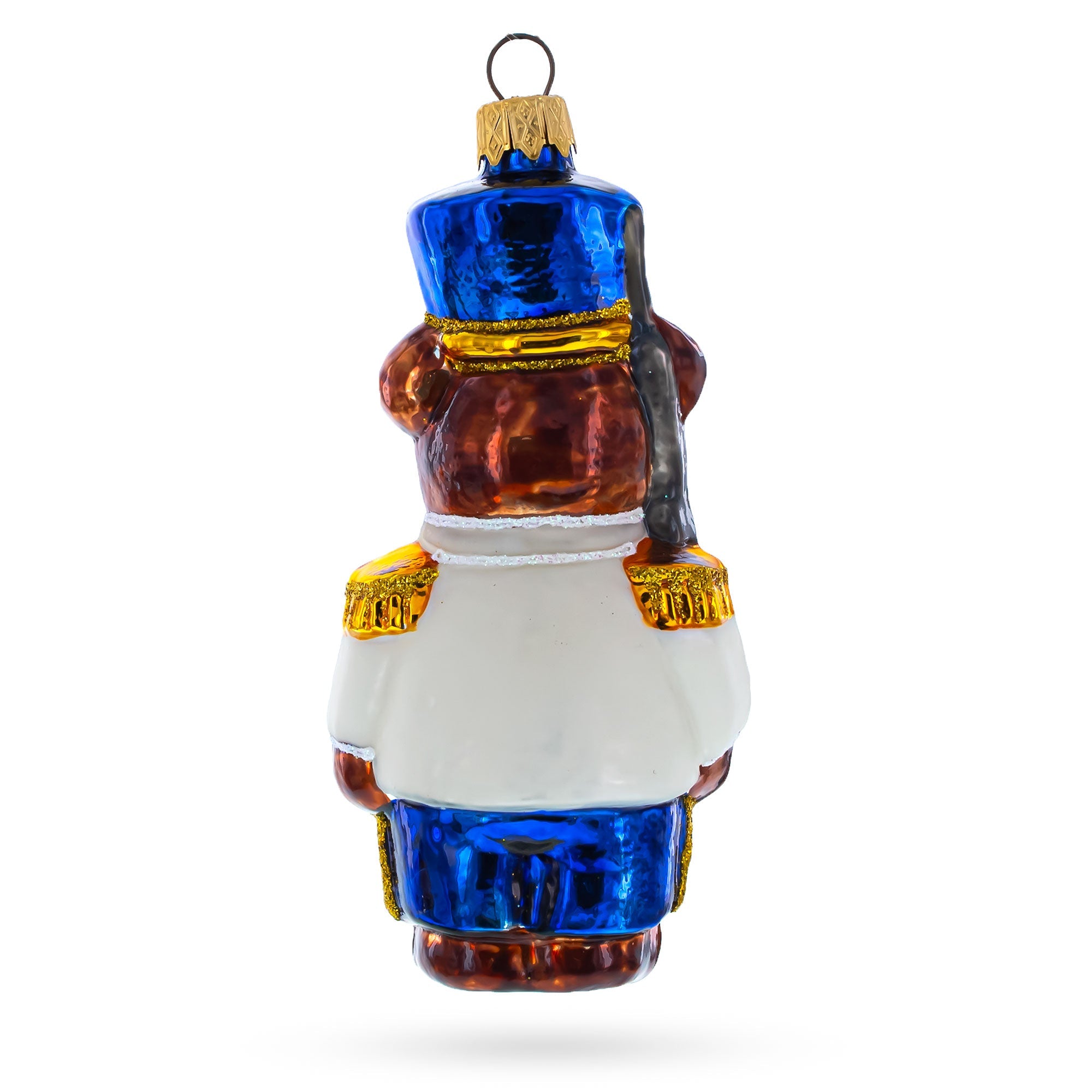 Teddy Bear Soldier With Rifle Glass Christmas Ornament