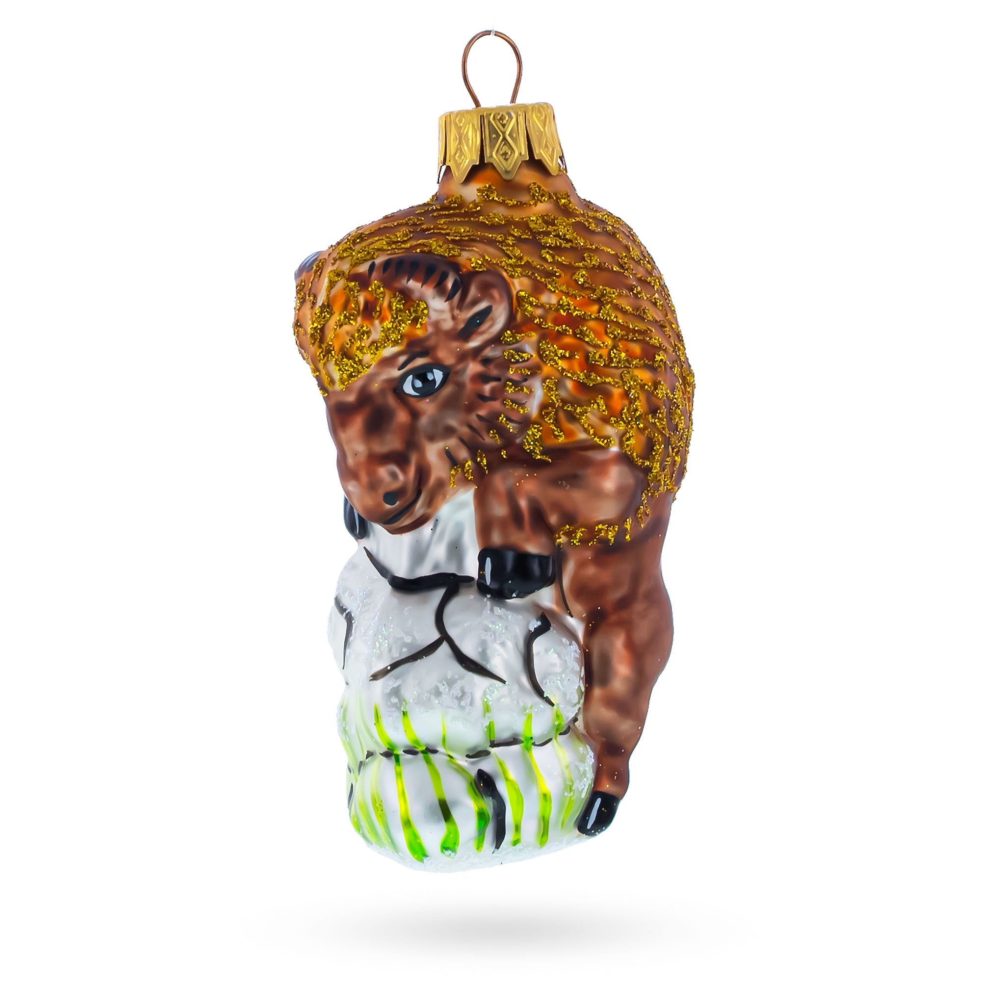 Bison Glass Christmas Ornament