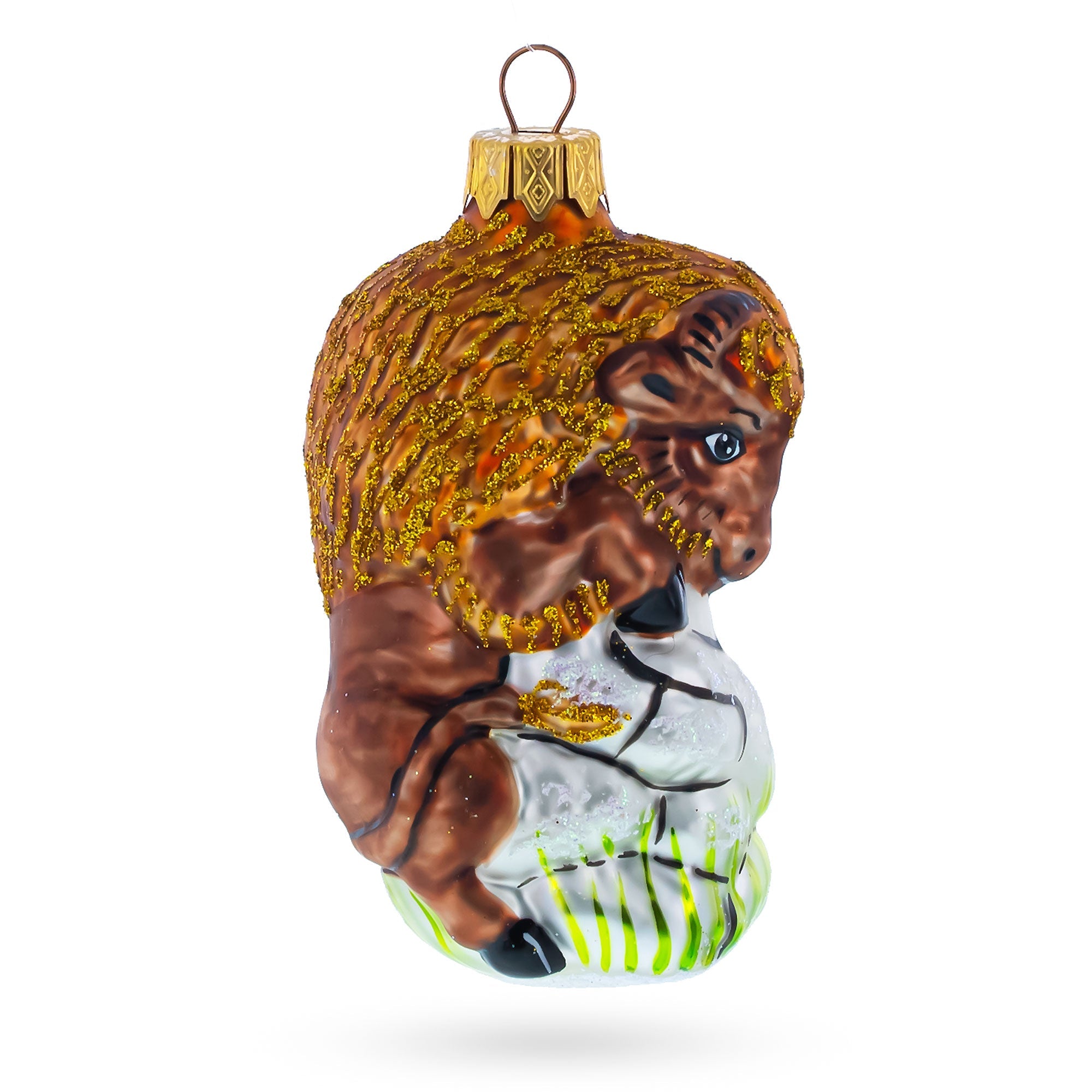 Bison Glass Christmas Ornament