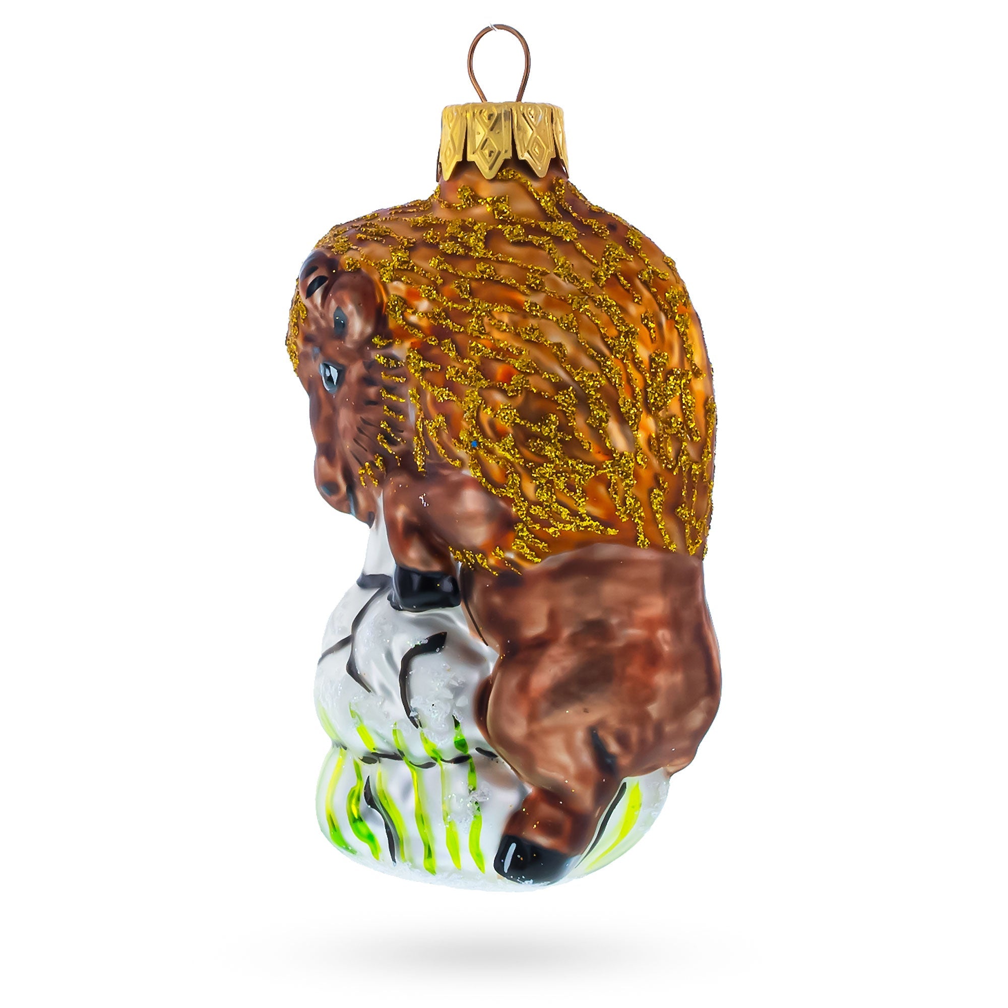 Bison Glass Christmas Ornament