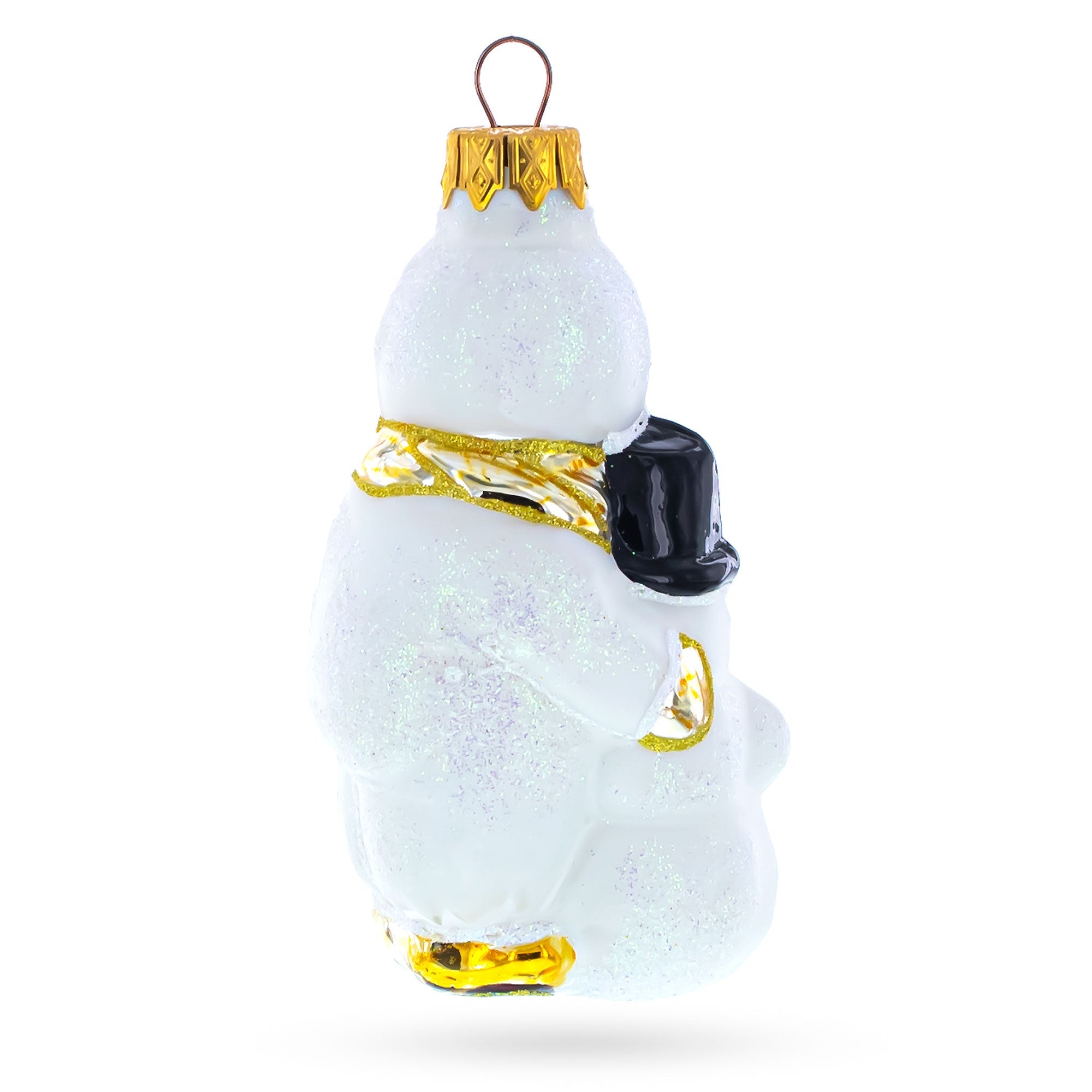 Toddler Hugging Snowman Glass Christmas Ornament