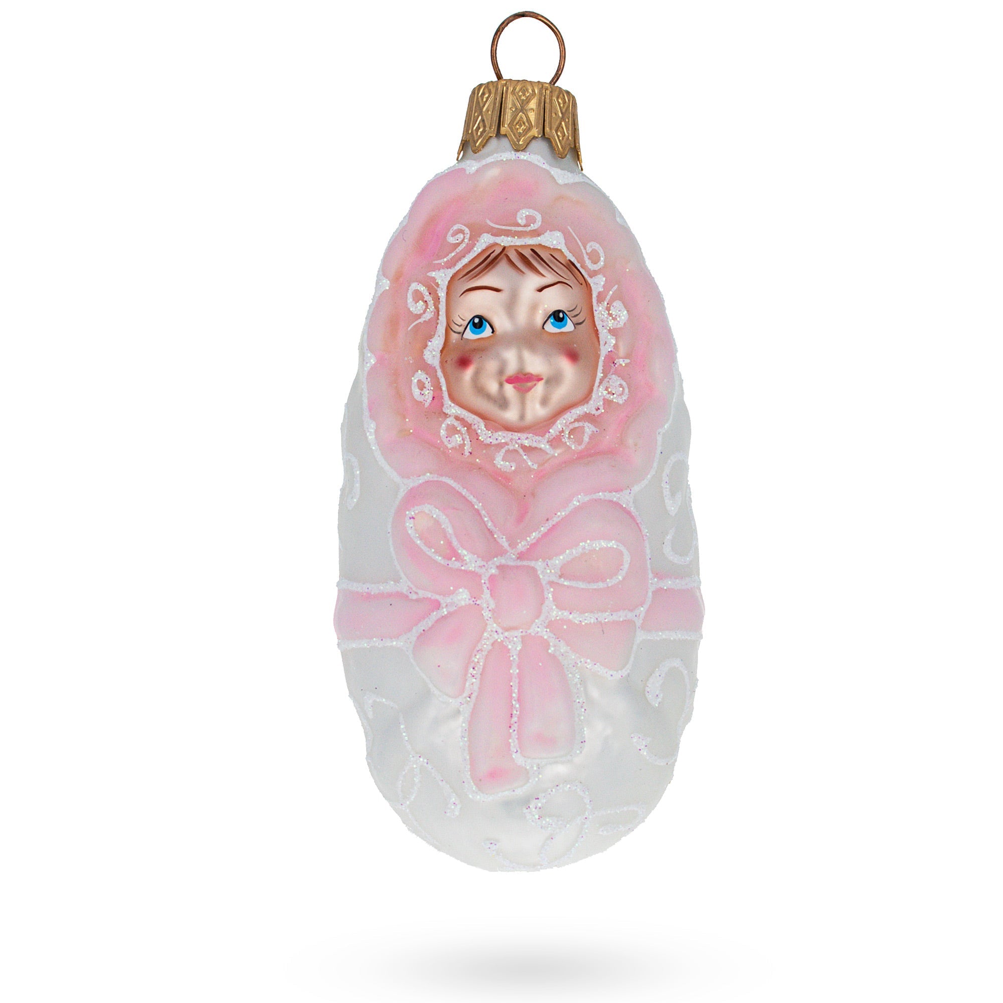 Newborn Baby Girl Glass Christmas Ornament