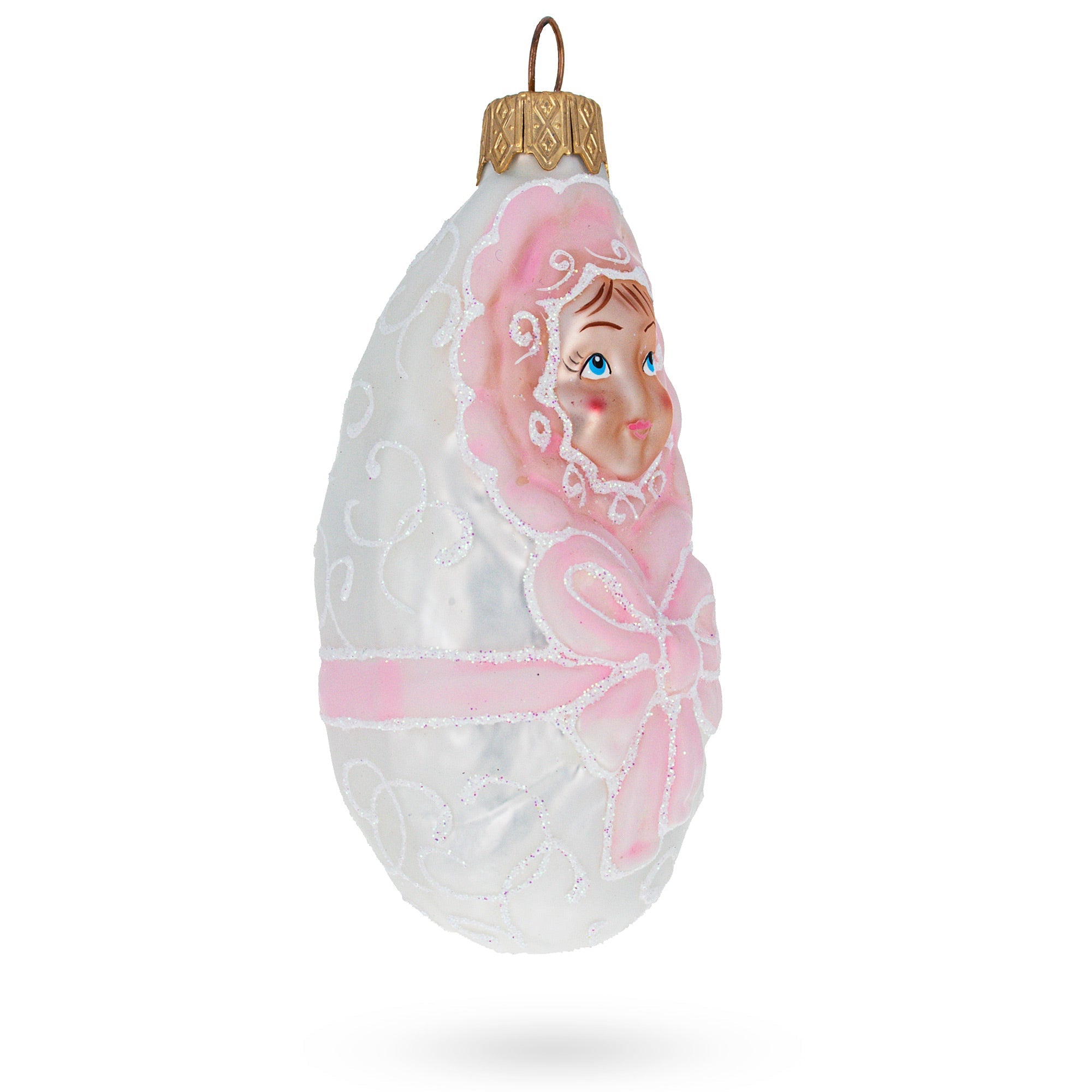 Newborn Baby Girl Glass Christmas Ornament