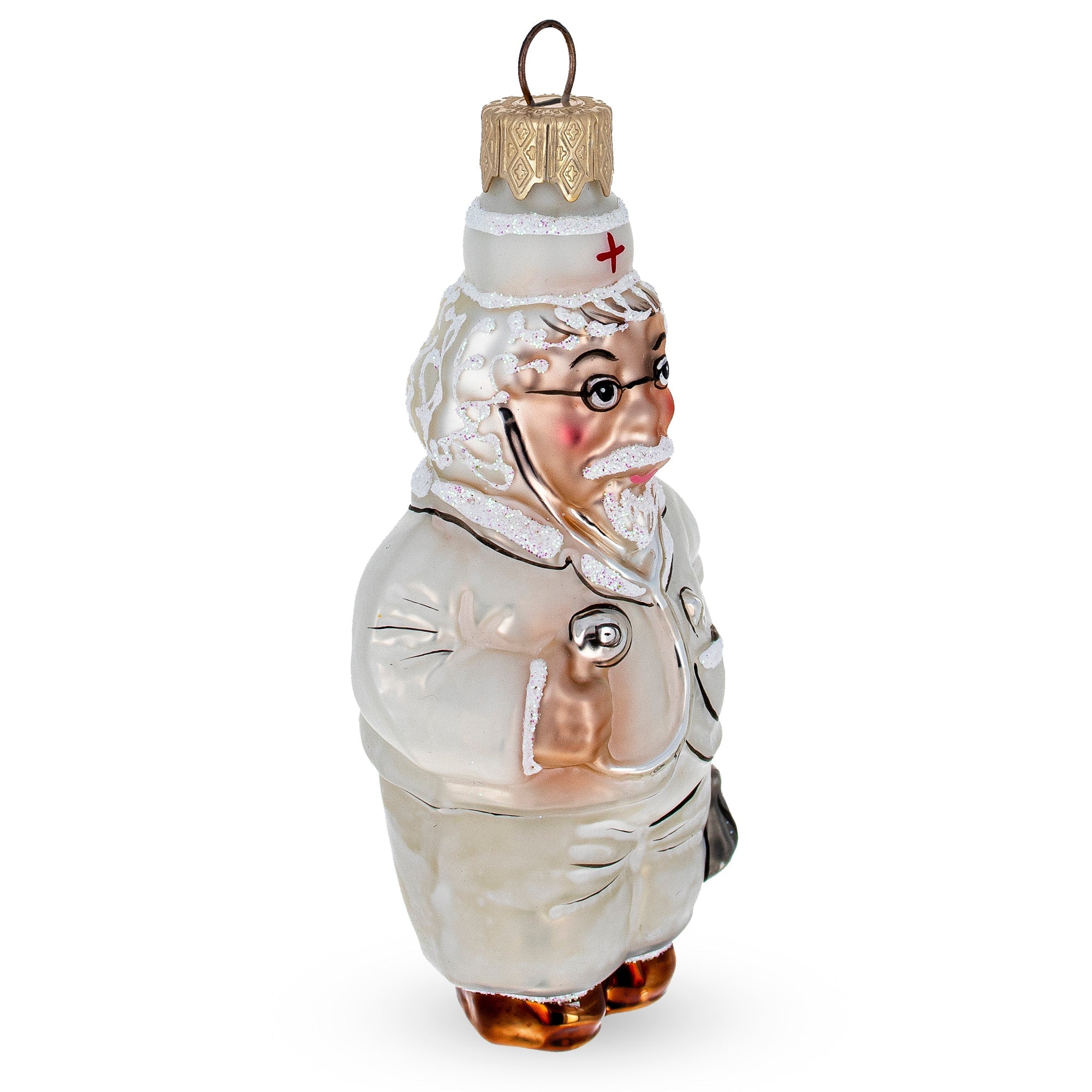 Doctor With Stethoscope Glass Christmas Ornament