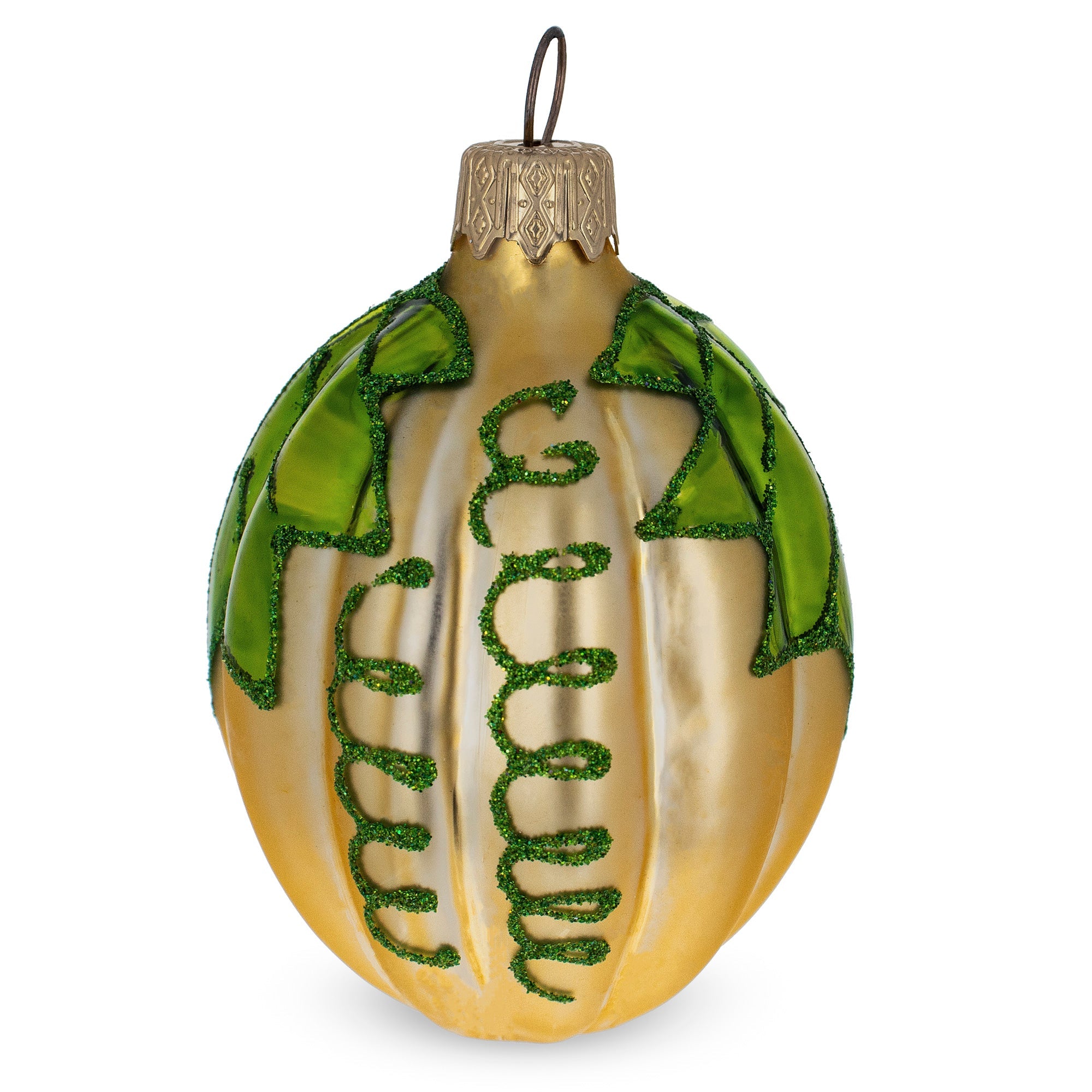 Seasonal Pumpkin Glass Christmas Ornament