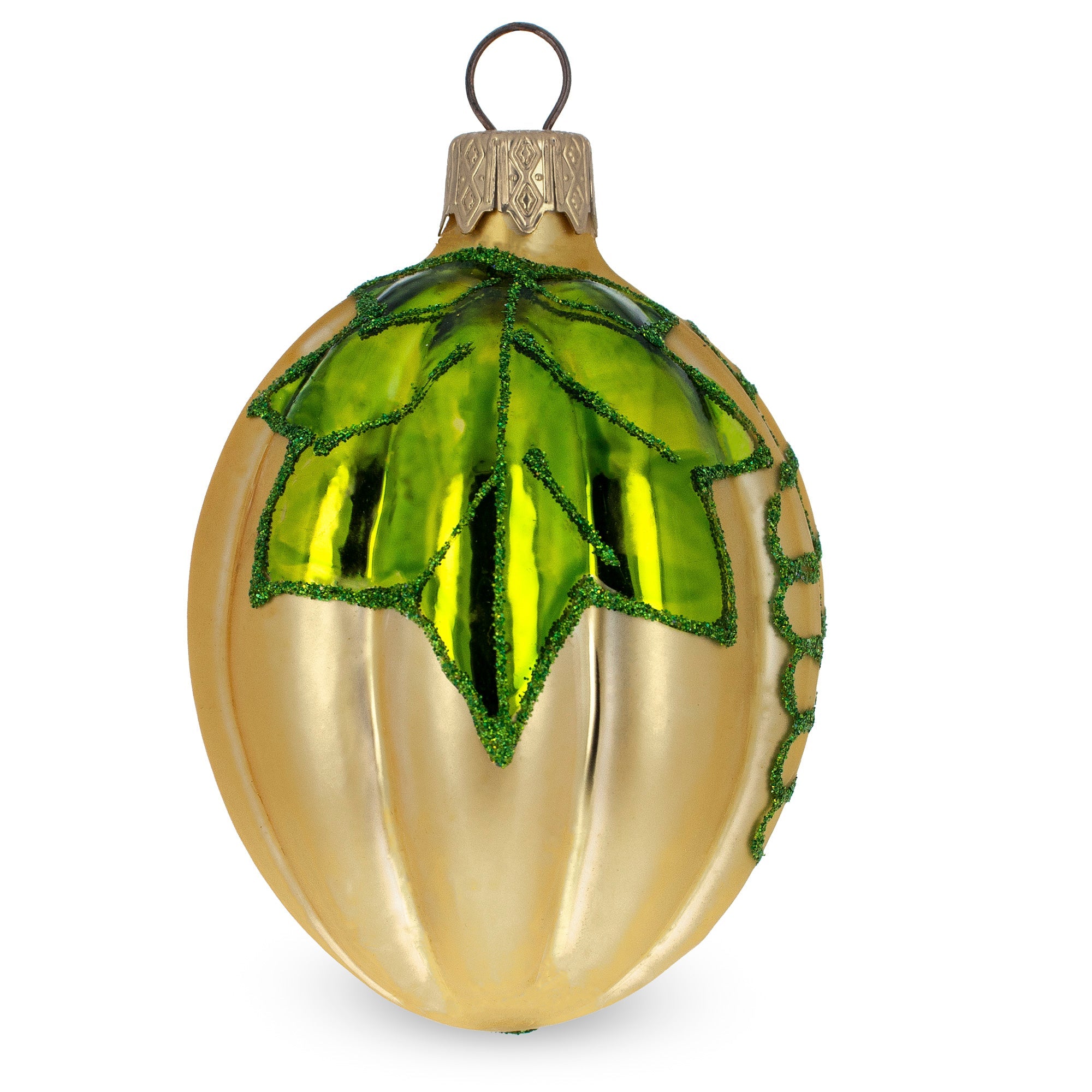 Seasonal Pumpkin Glass Christmas Ornament