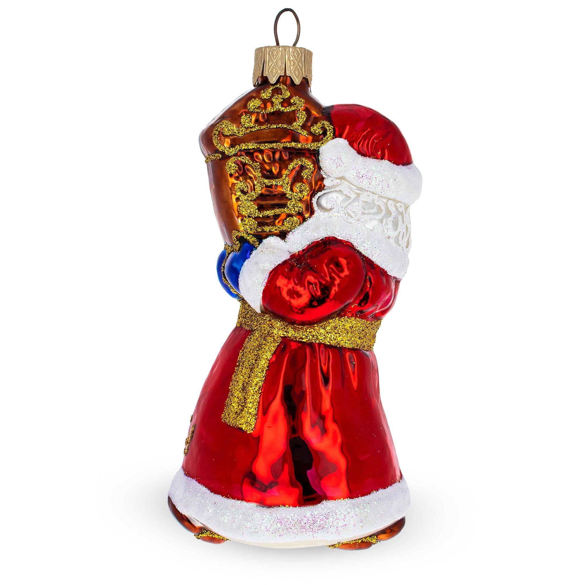 Santa With Clock Glass  Christmas Ornament