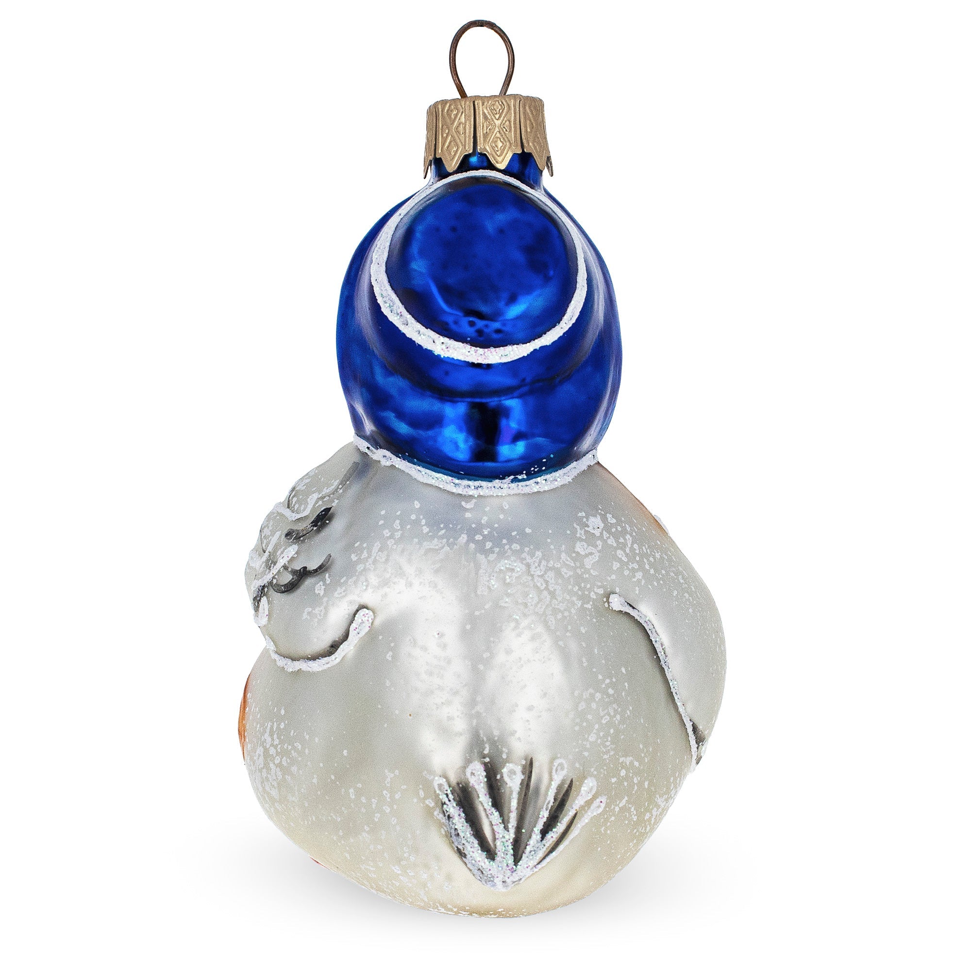 Mother Goose With Ducklings Glass Christmas Ornament