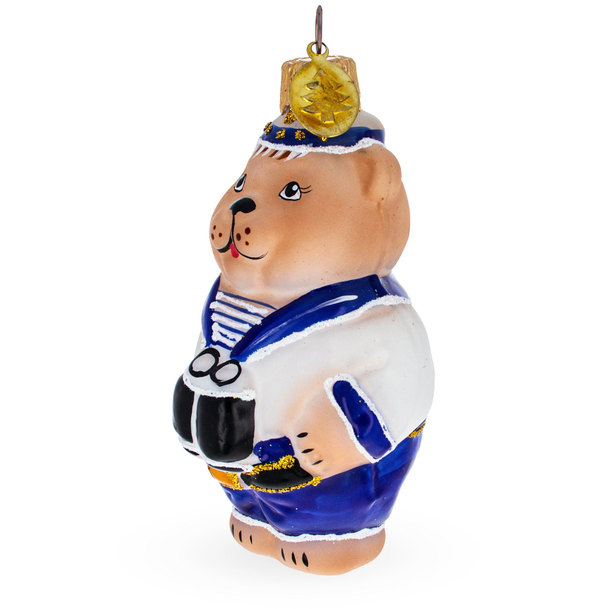 Bear The Sailor Glass Christmas Ornament