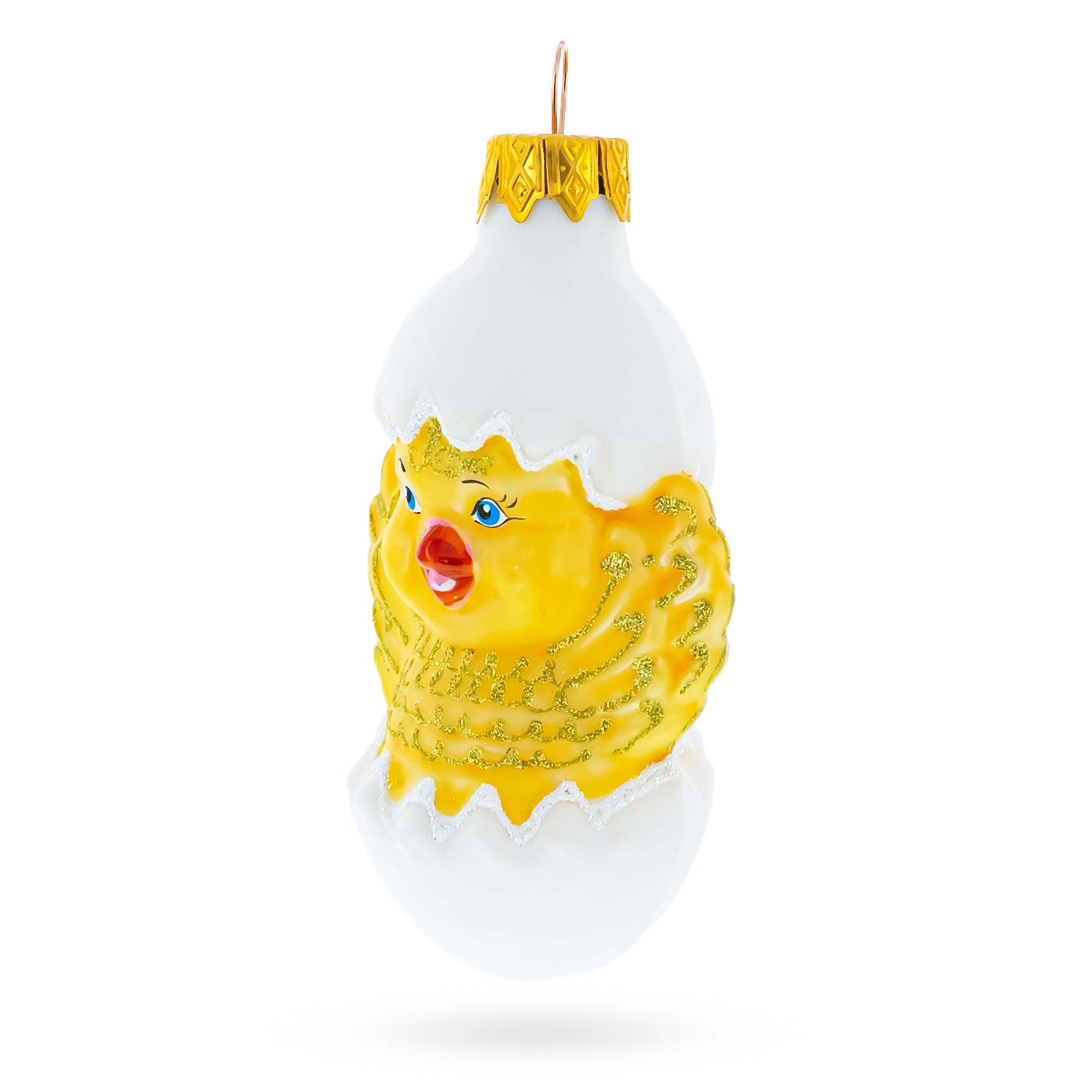 Baby Chick In Egg Glass Christmas Ornament