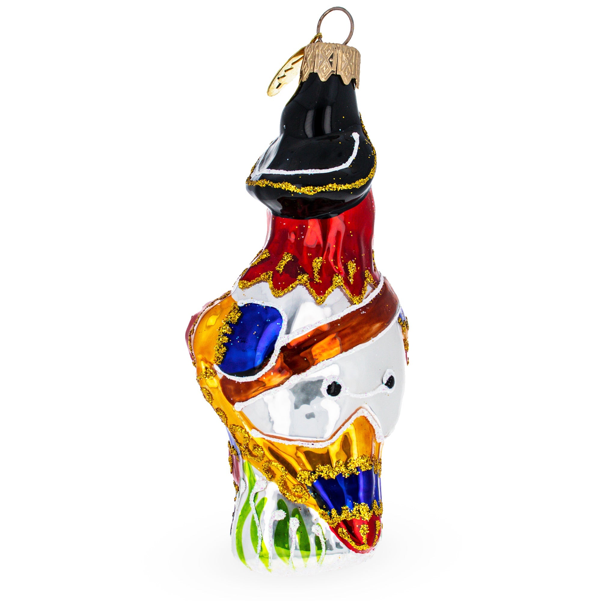 Pirate Parrot Glass Christmas Ornament