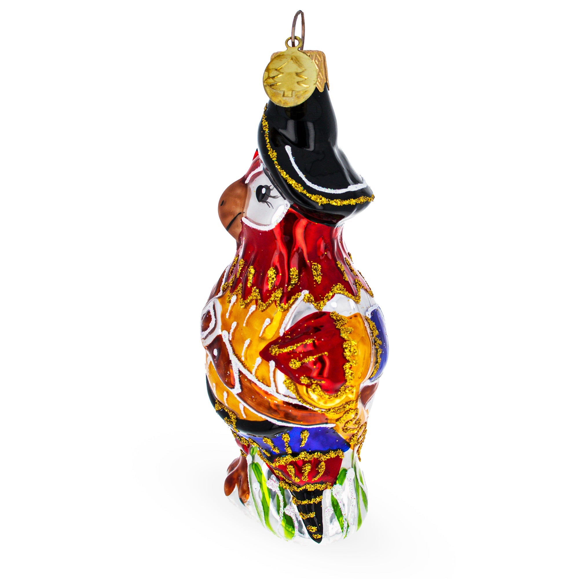 Pirate Parrot Glass Christmas Ornament