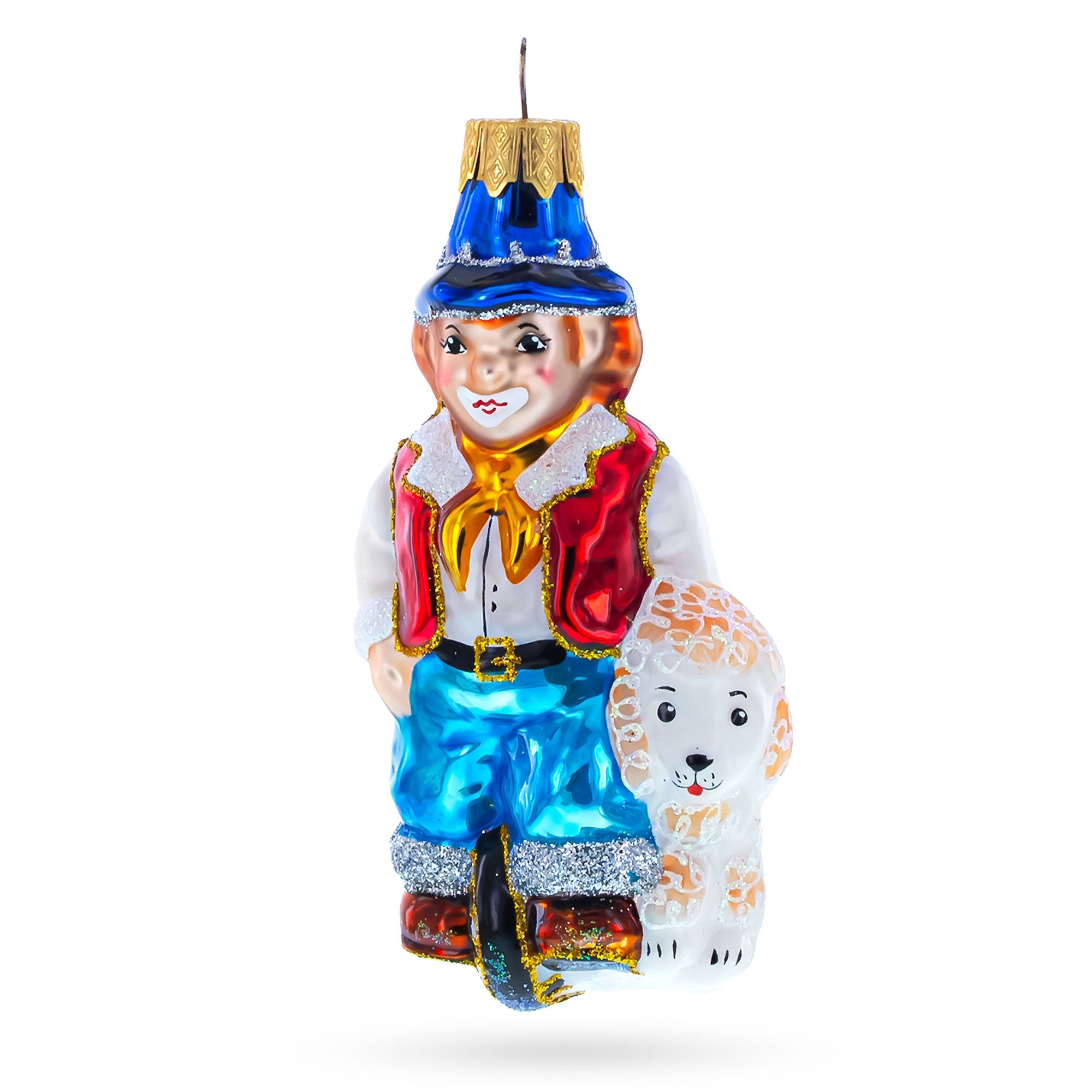 Clown Riding Wheel Glass Christmas Ornament