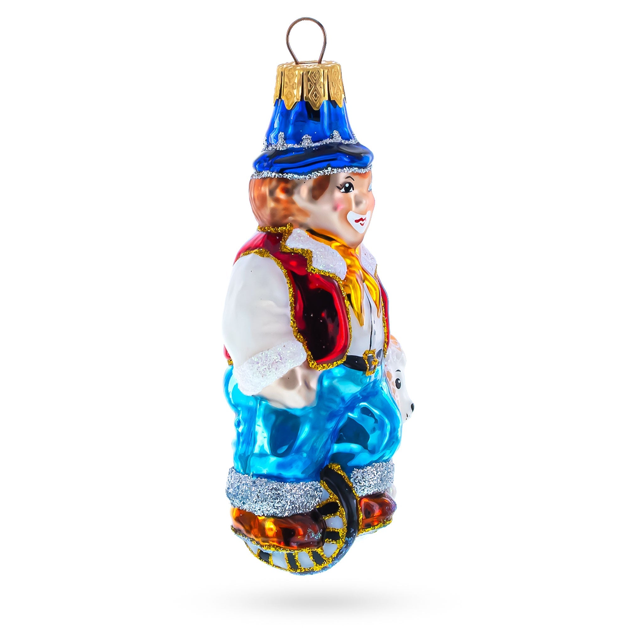 Clown Riding Wheel Glass Christmas Ornament