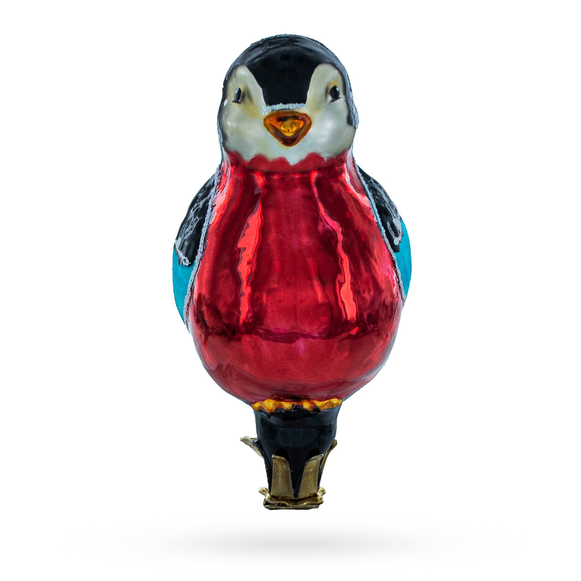 Bullfinch Bird Clip On Glass Christmas Ornament