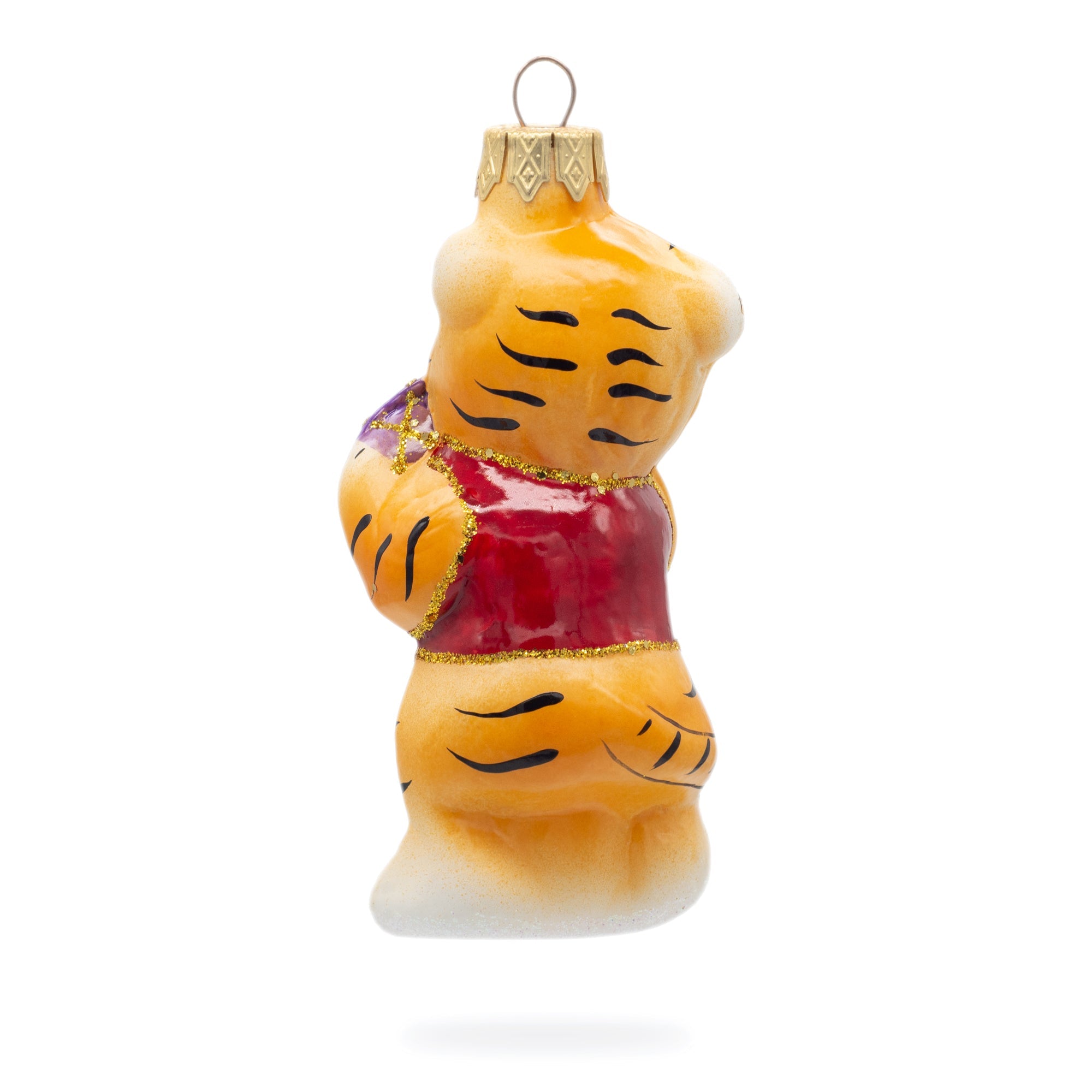 Tiger Cub With Ball Glass Christmas Ornament