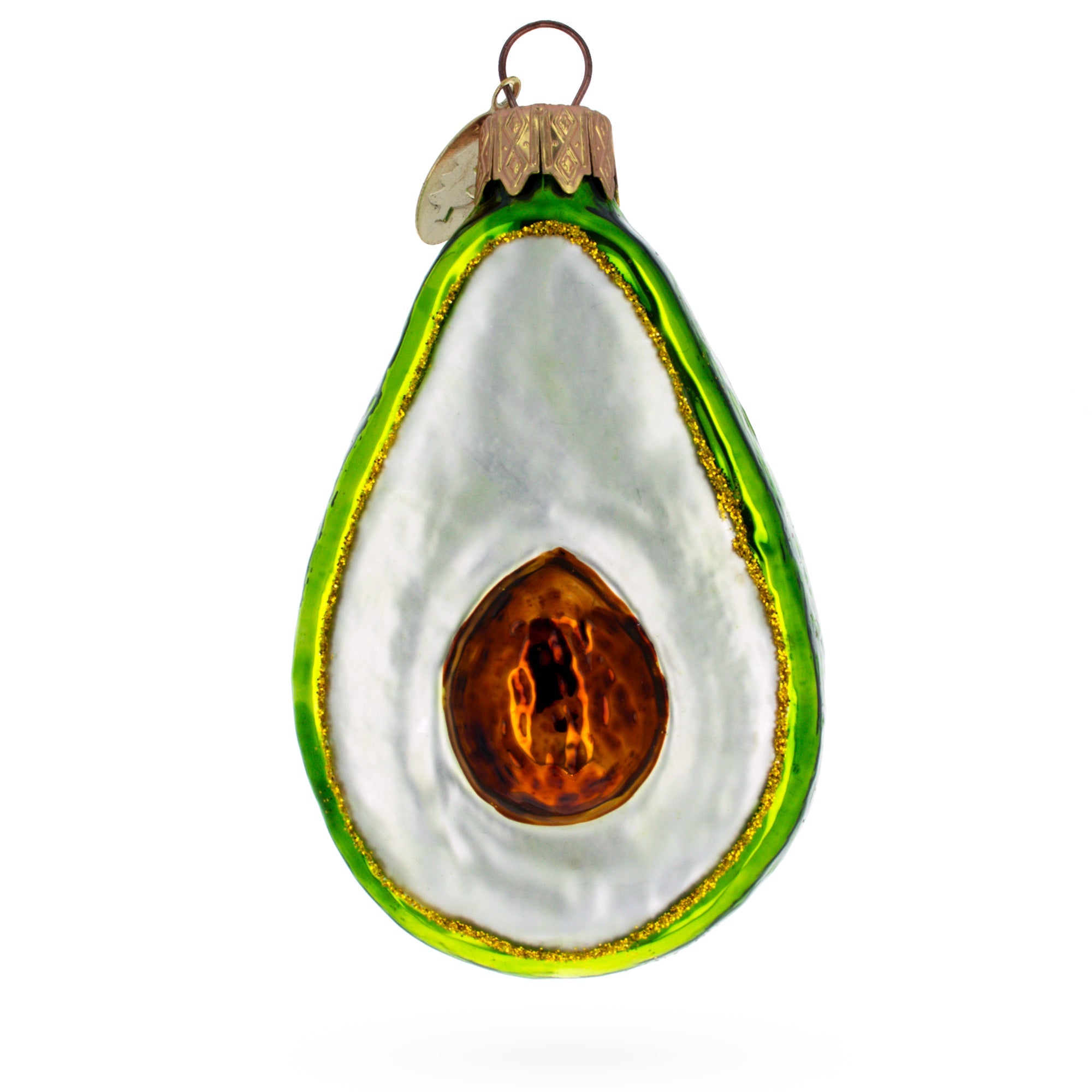 Shiny Avocado Glass Christmas Ornament