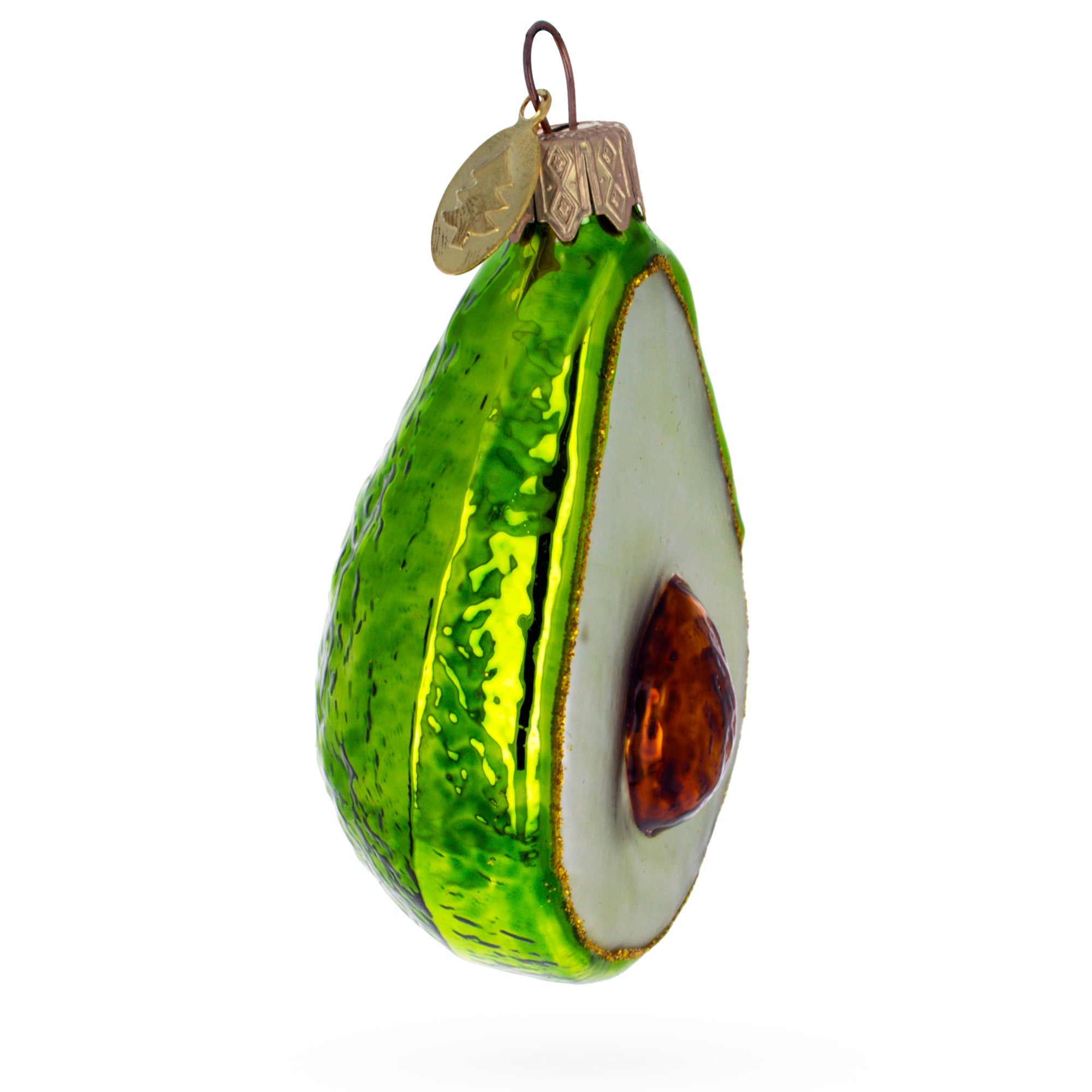 Shiny Avocado Glass Christmas Ornament