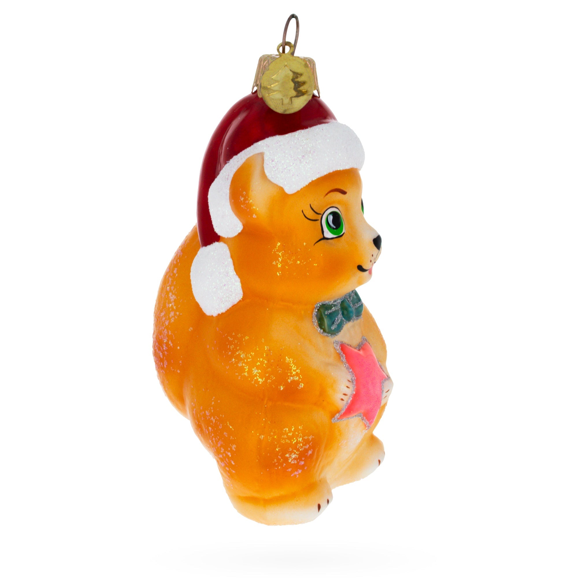 Squirrel With Star Glass Christmas Ornament