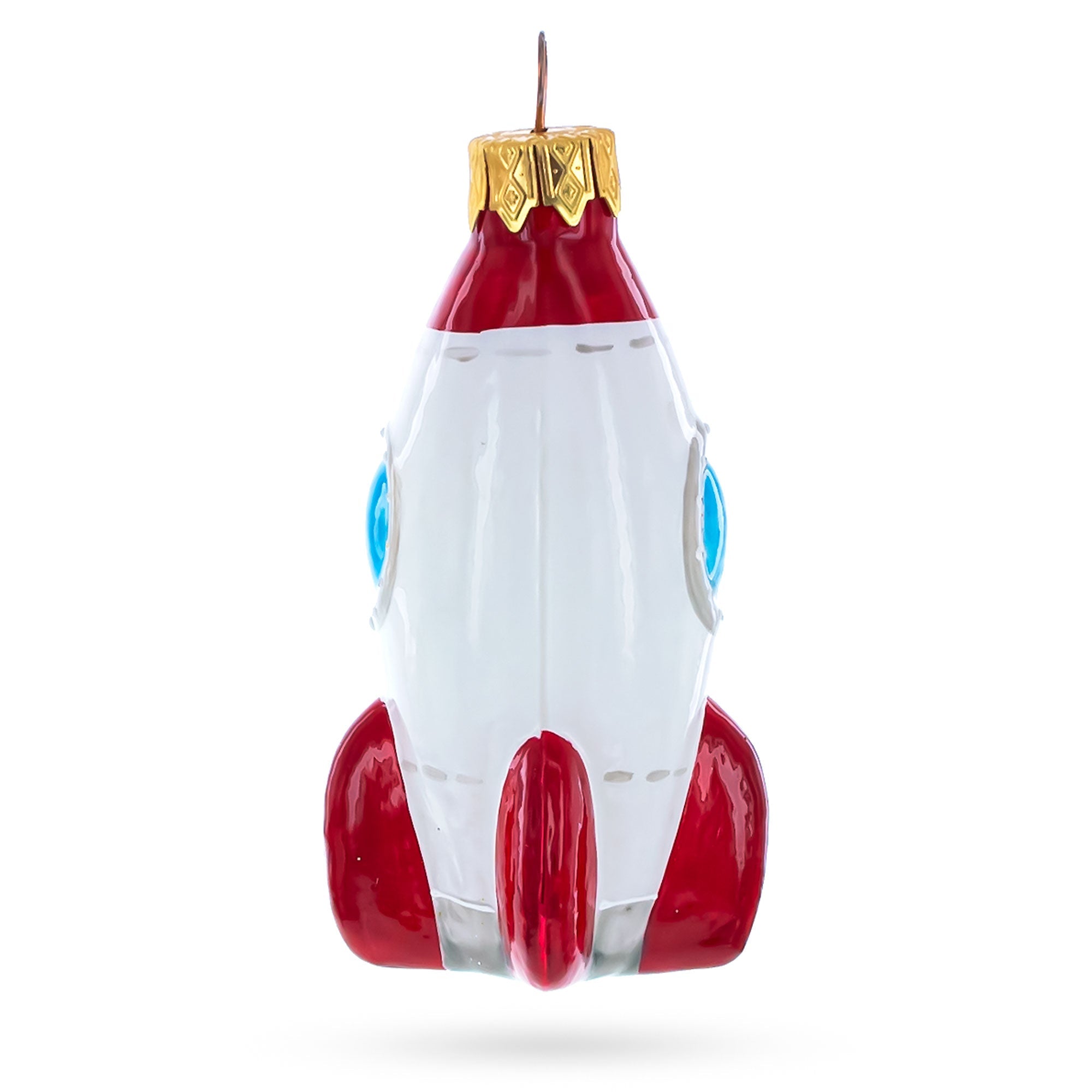 Space Rocket Glass Christmas Ornament