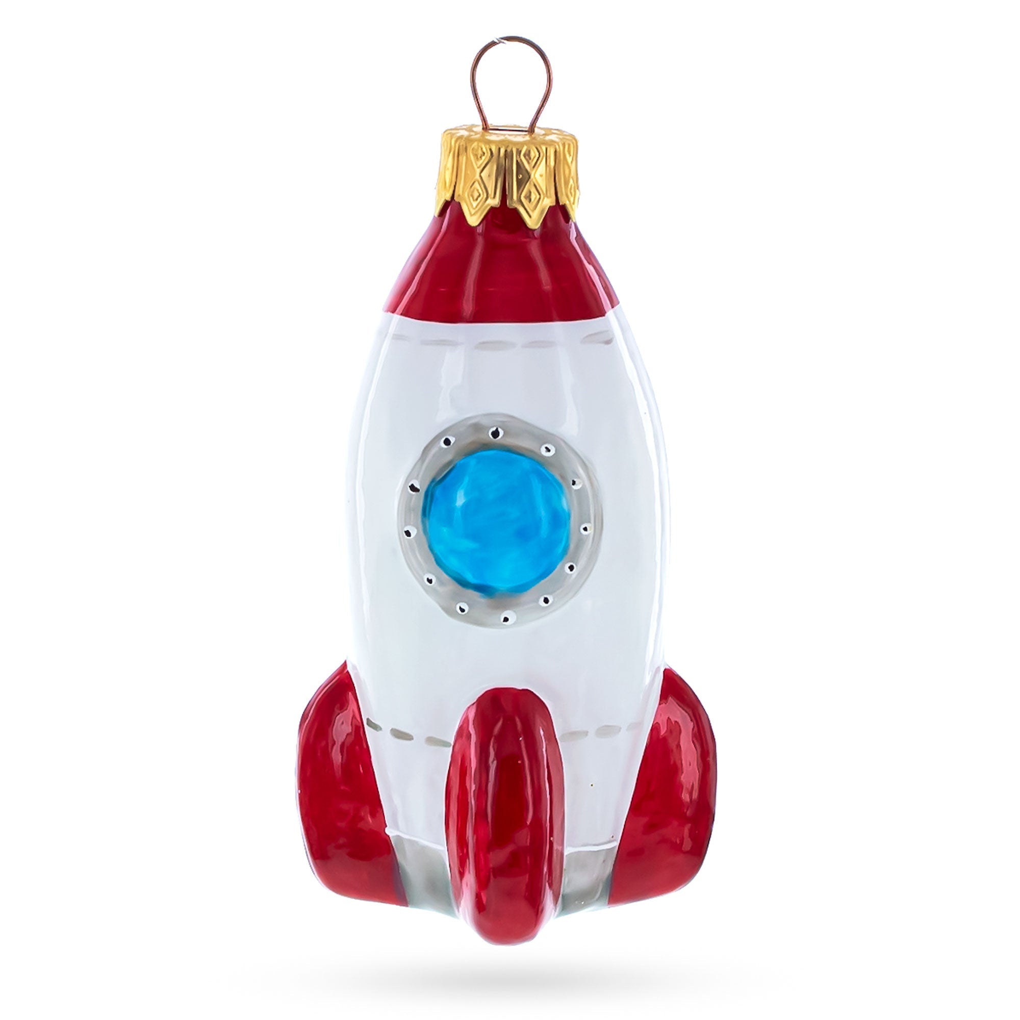 Space Rocket Glass Christmas Ornament