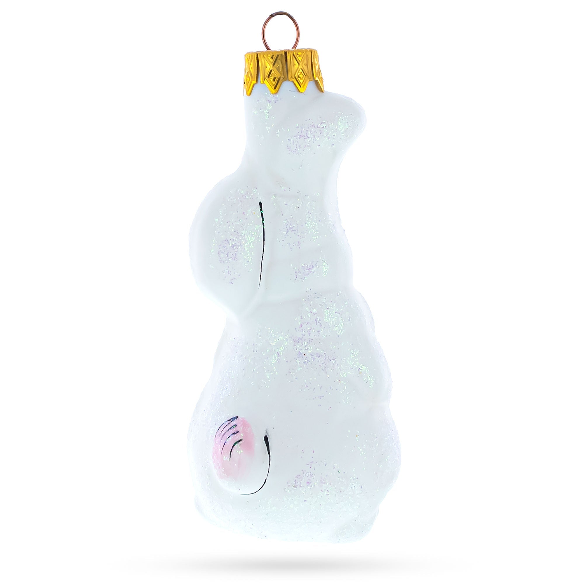 White Bunny Glass Christmas Ornament