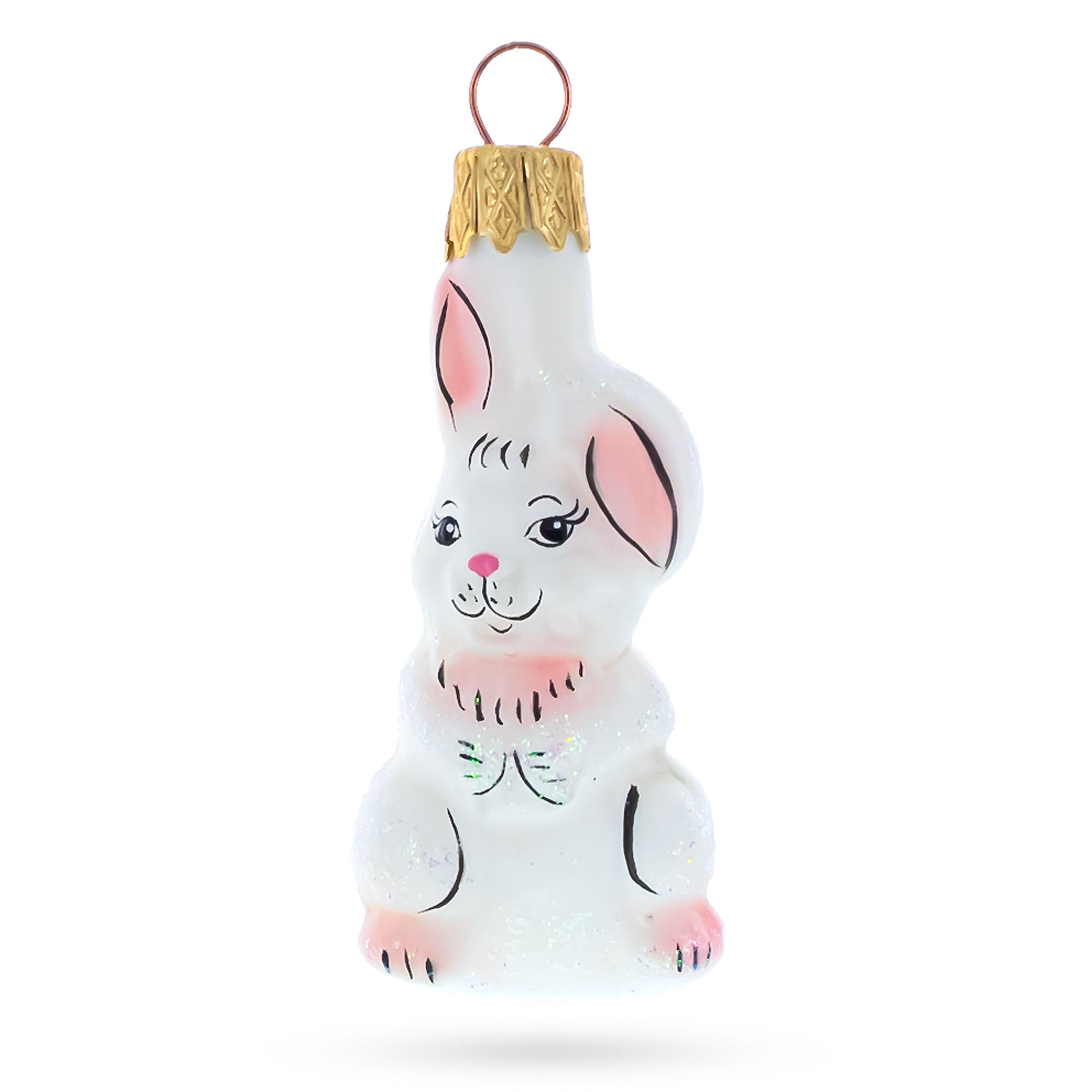 White Bunny Glass Christmas Ornament