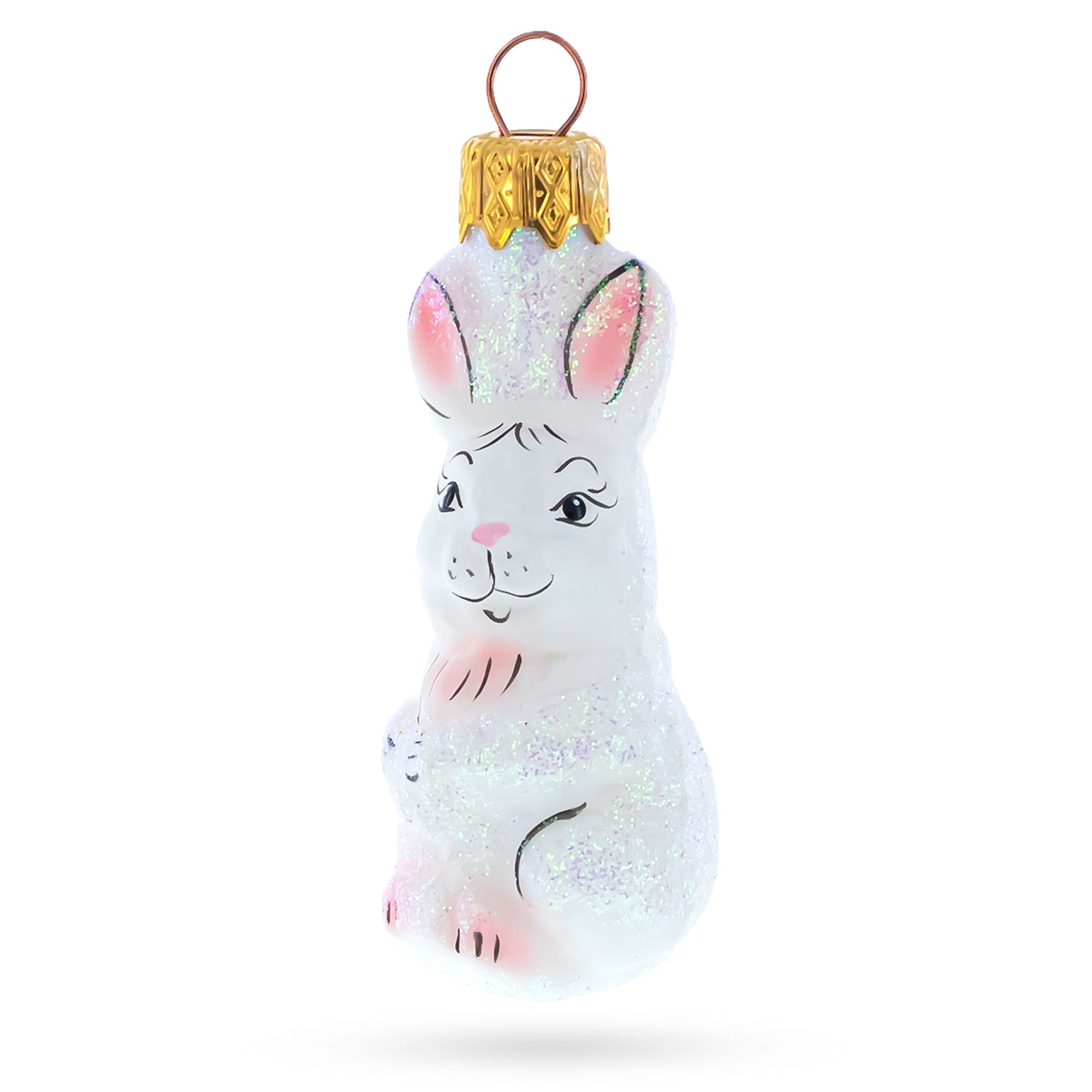 White Bunny Glass Christmas Ornament