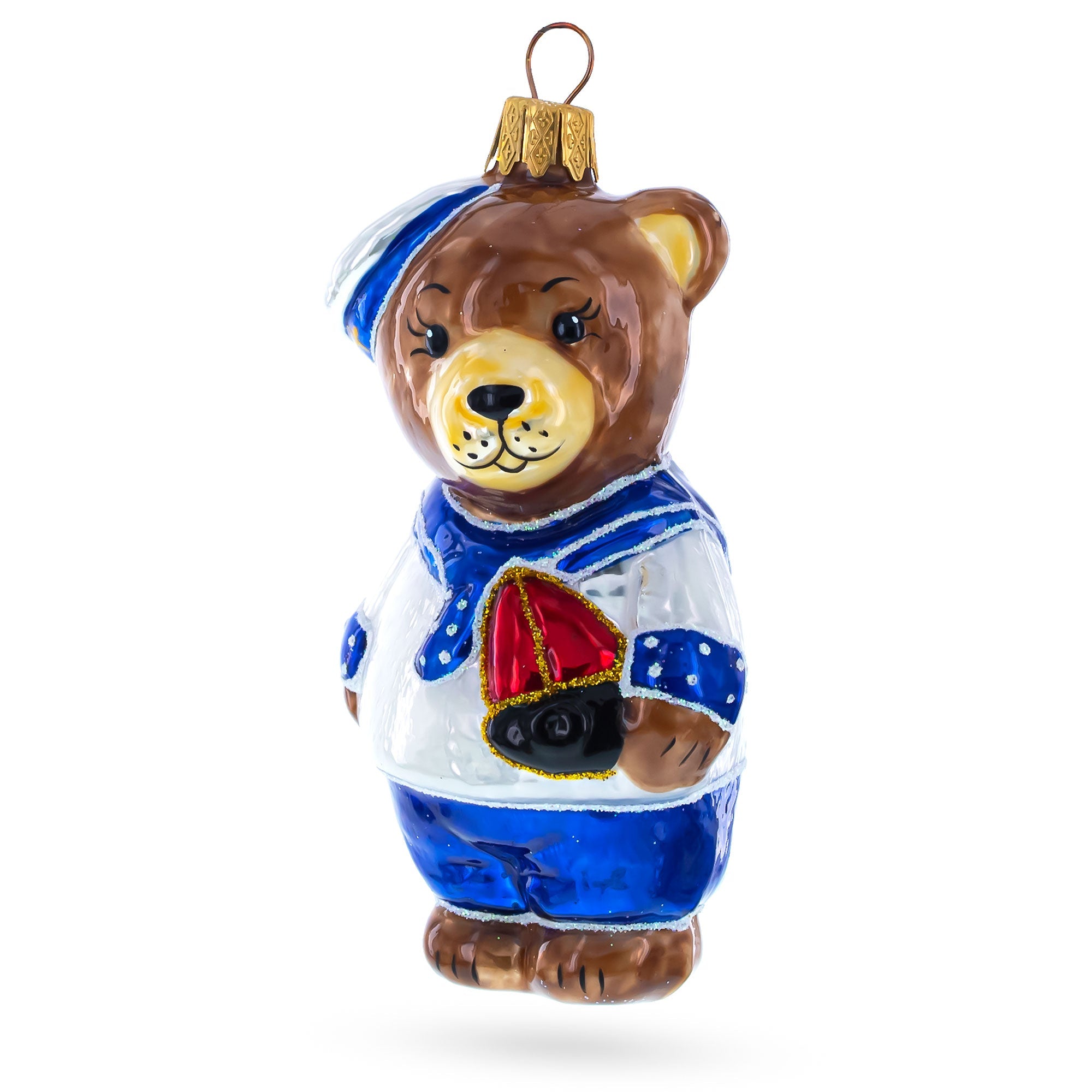 Bear The Sailor Glass Christmas Ornament