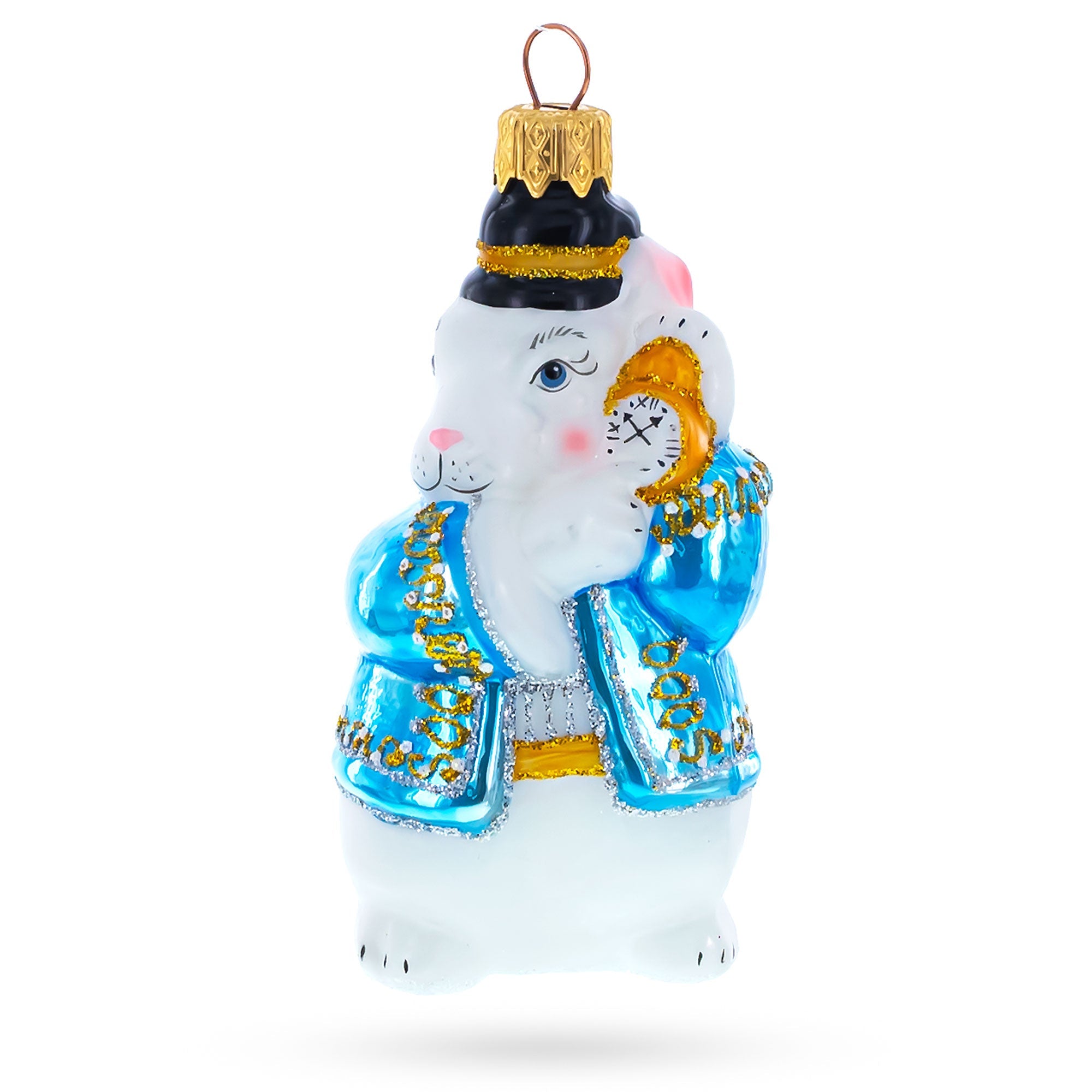 The White Rabbit Holding Watch Glass Christmas Ornament