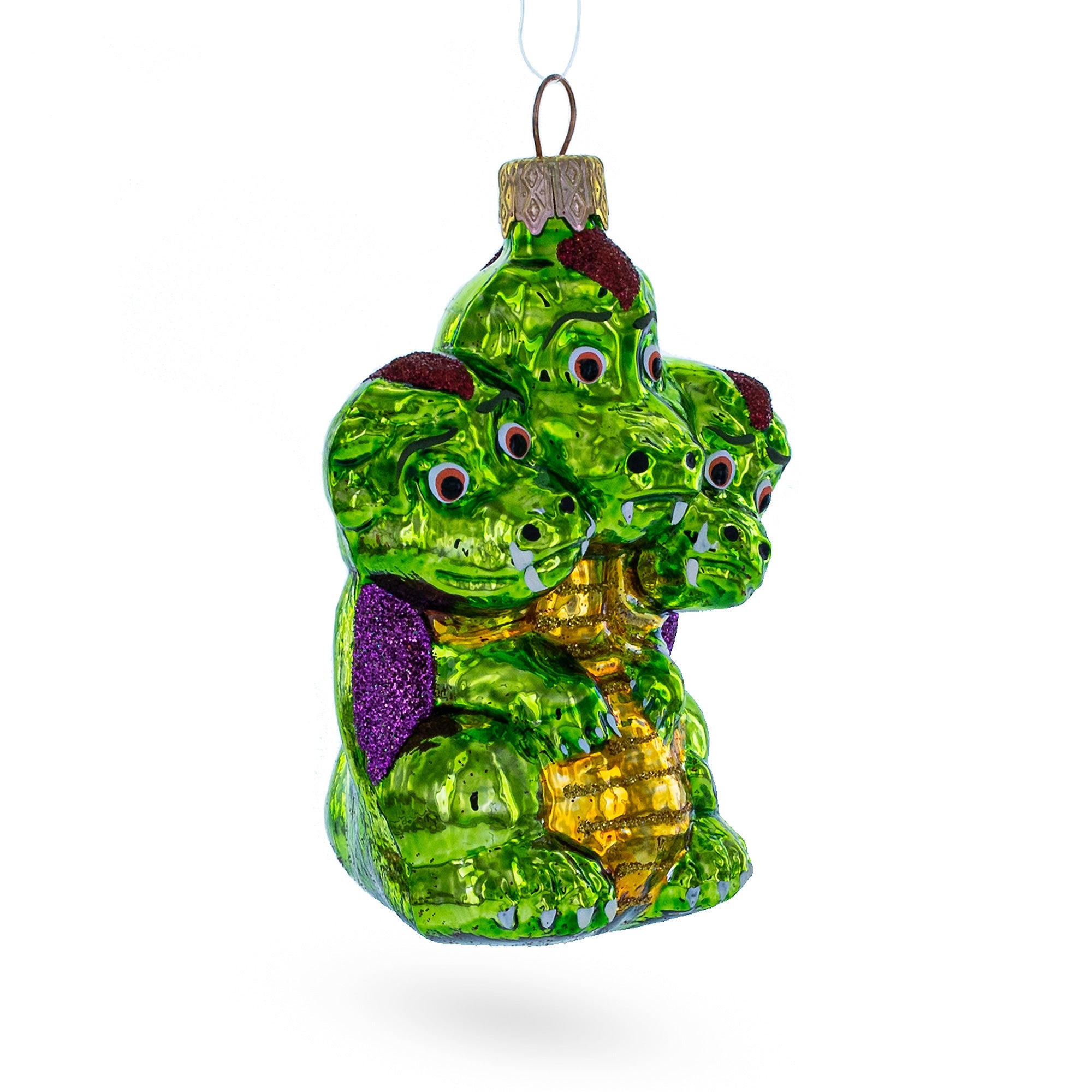 Three Headed Dragon Folk Tale Character Glass Christmas Ornament