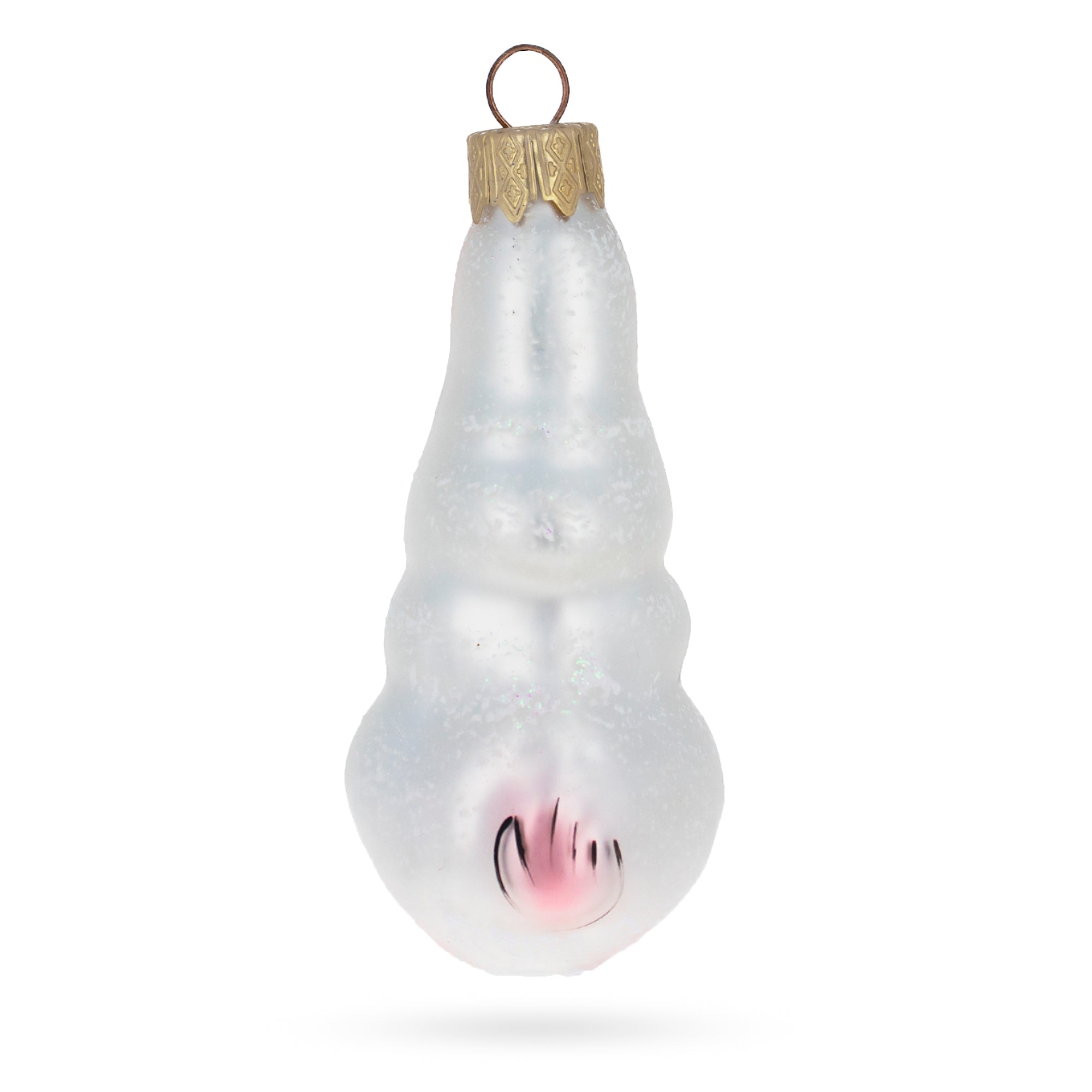 Charming Bunny With Cabbage Glass Christmas Ornament