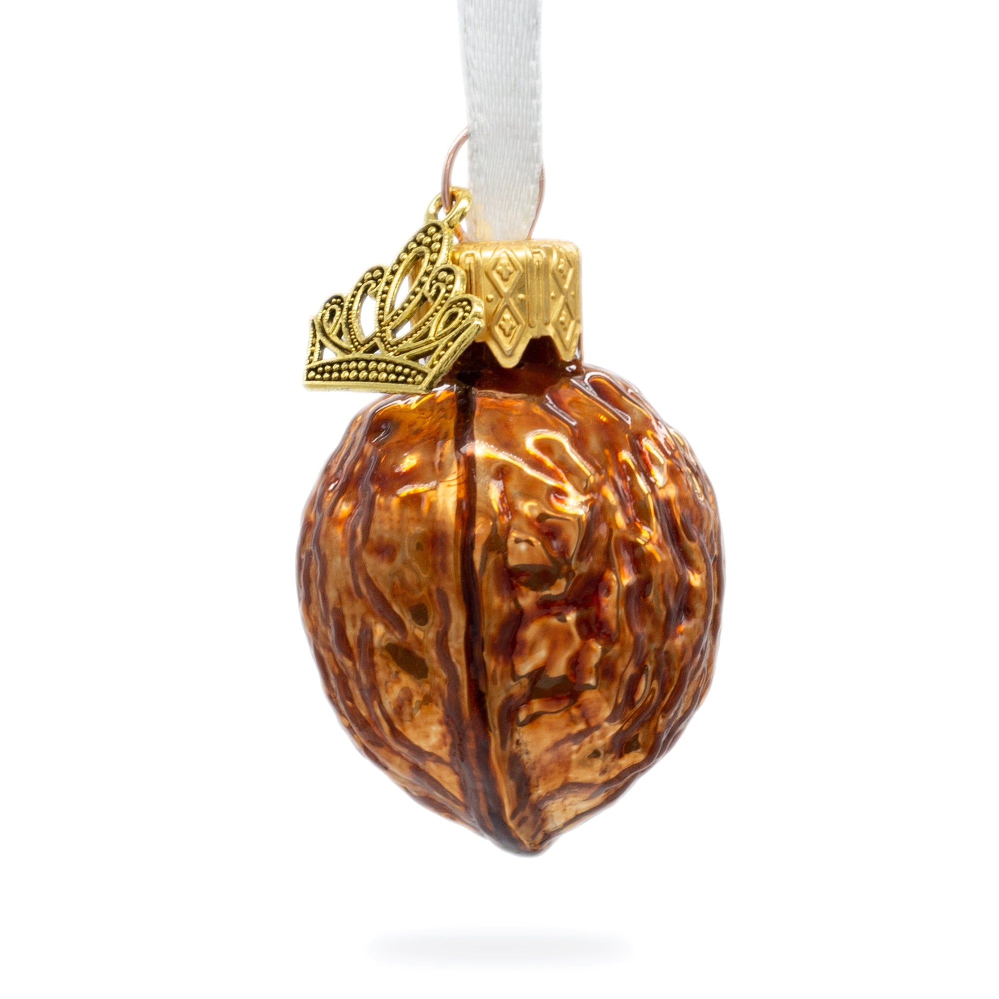 Shiny Walnut Glass Christmas Ornament