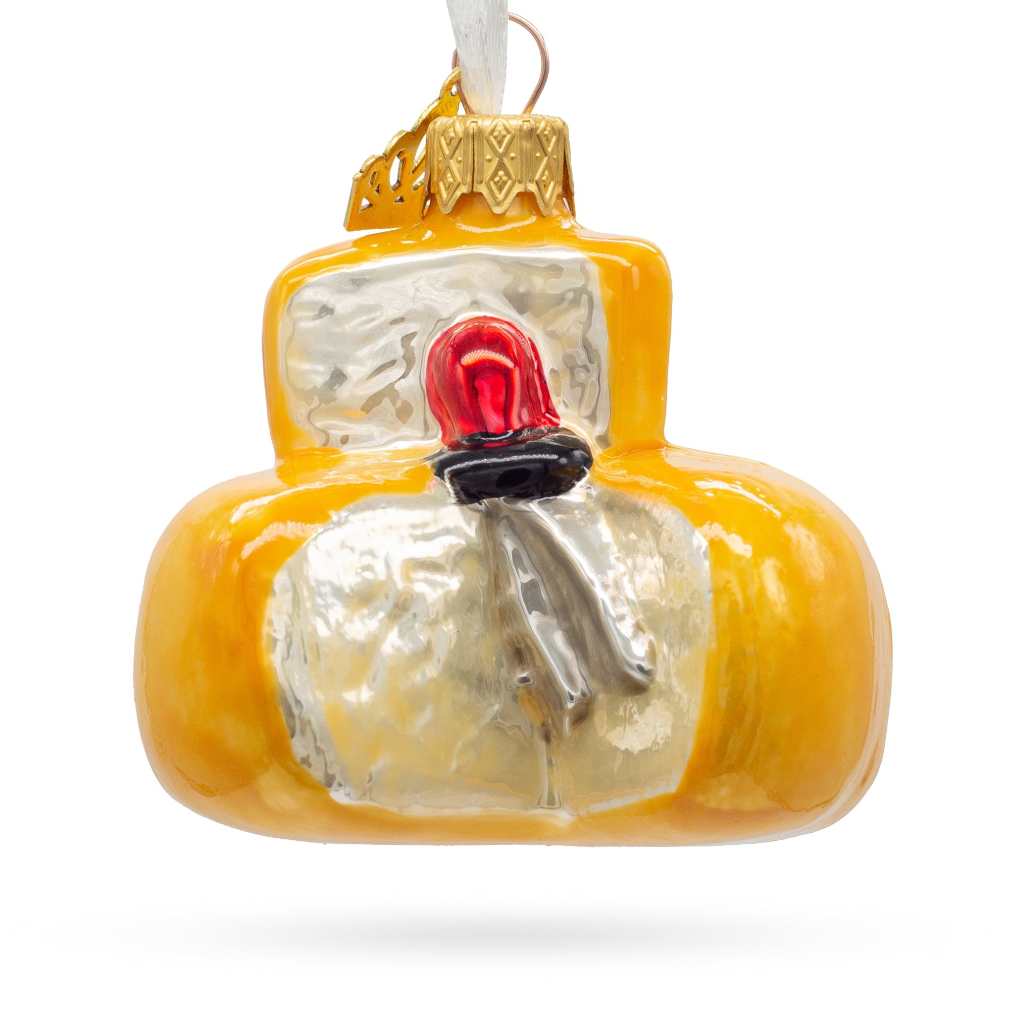 Cheese Head Glass Christmas Ornament