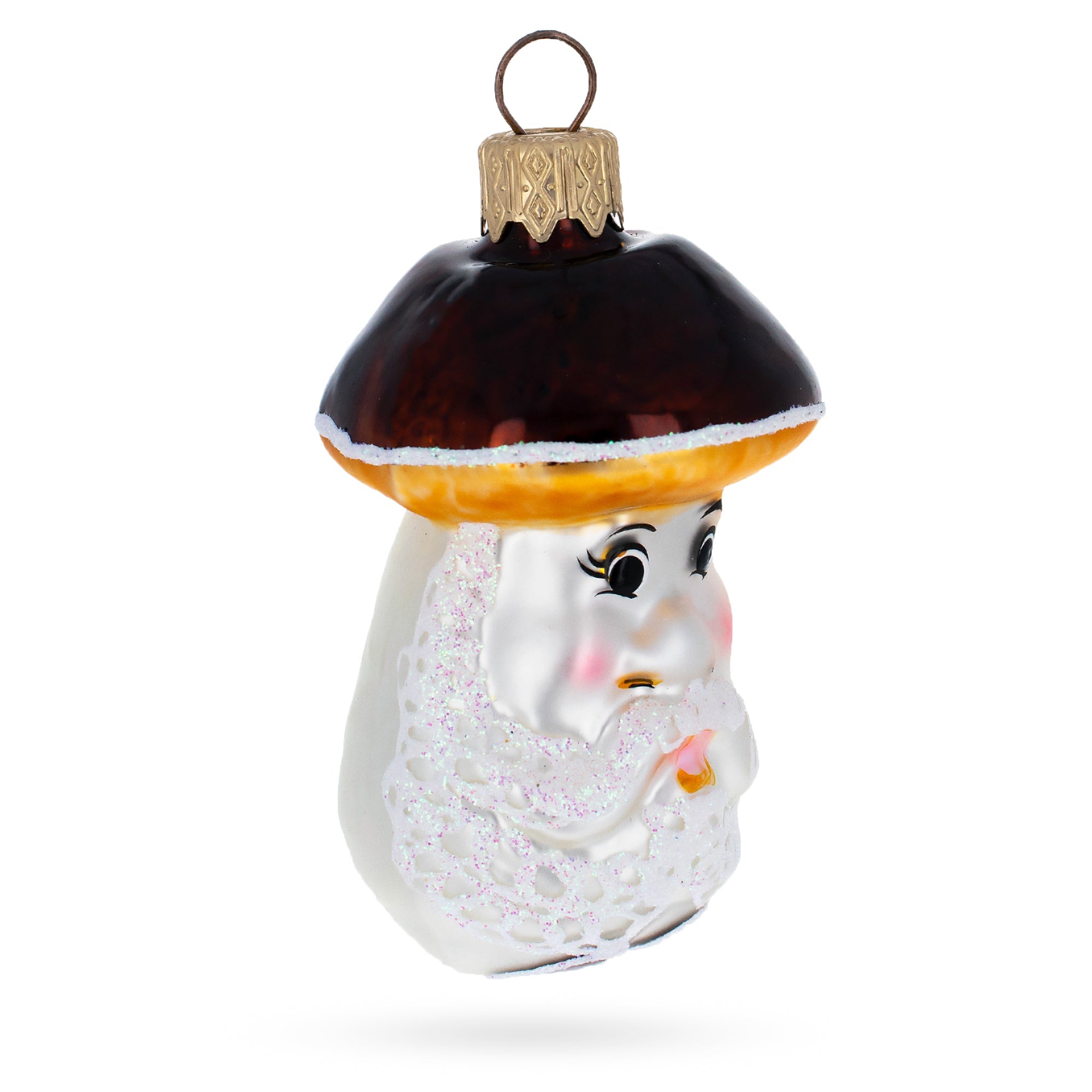 Charming Mushroom Grandpa Glass Christmas Ornament