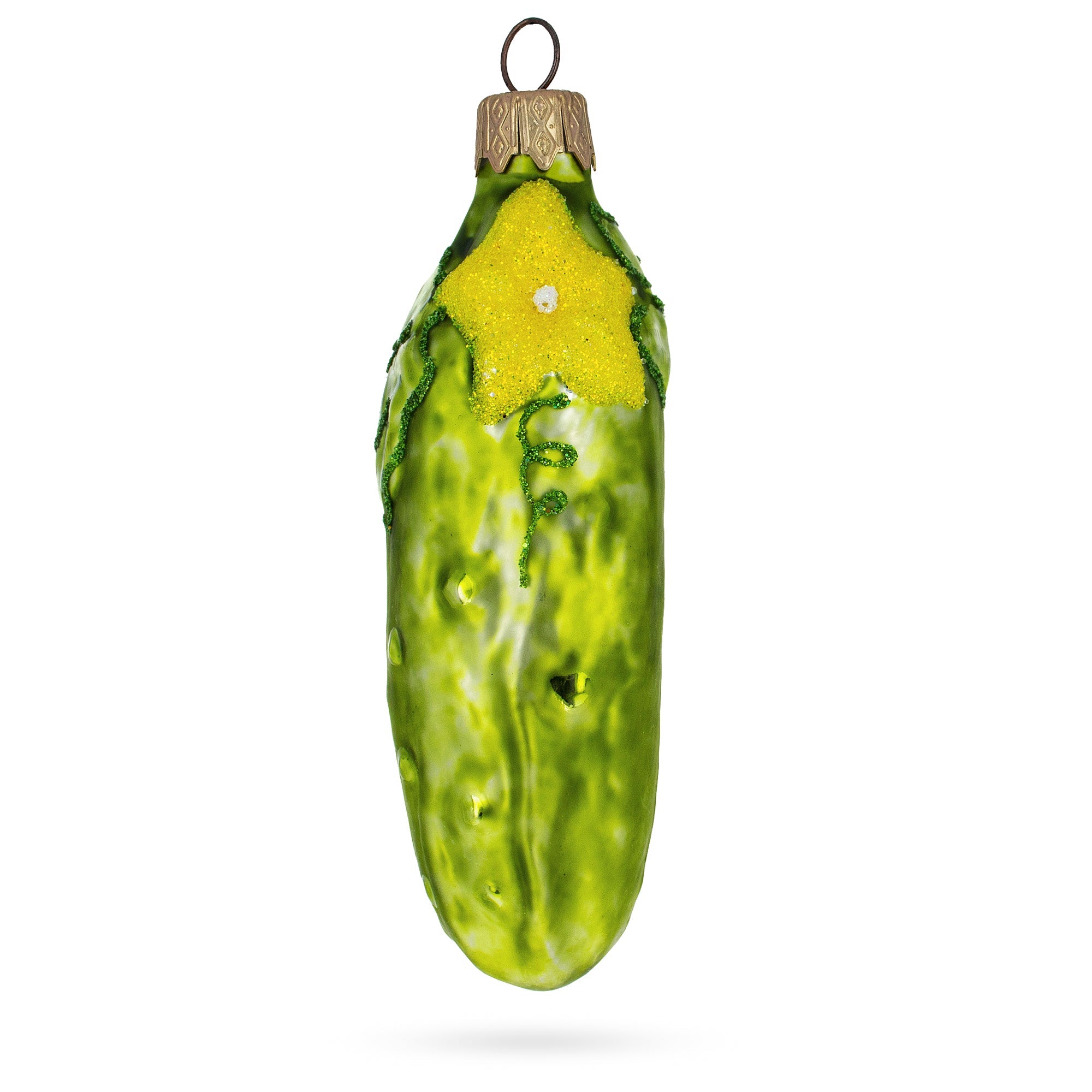 Cucumber With Vine Glass Christmas Ornament