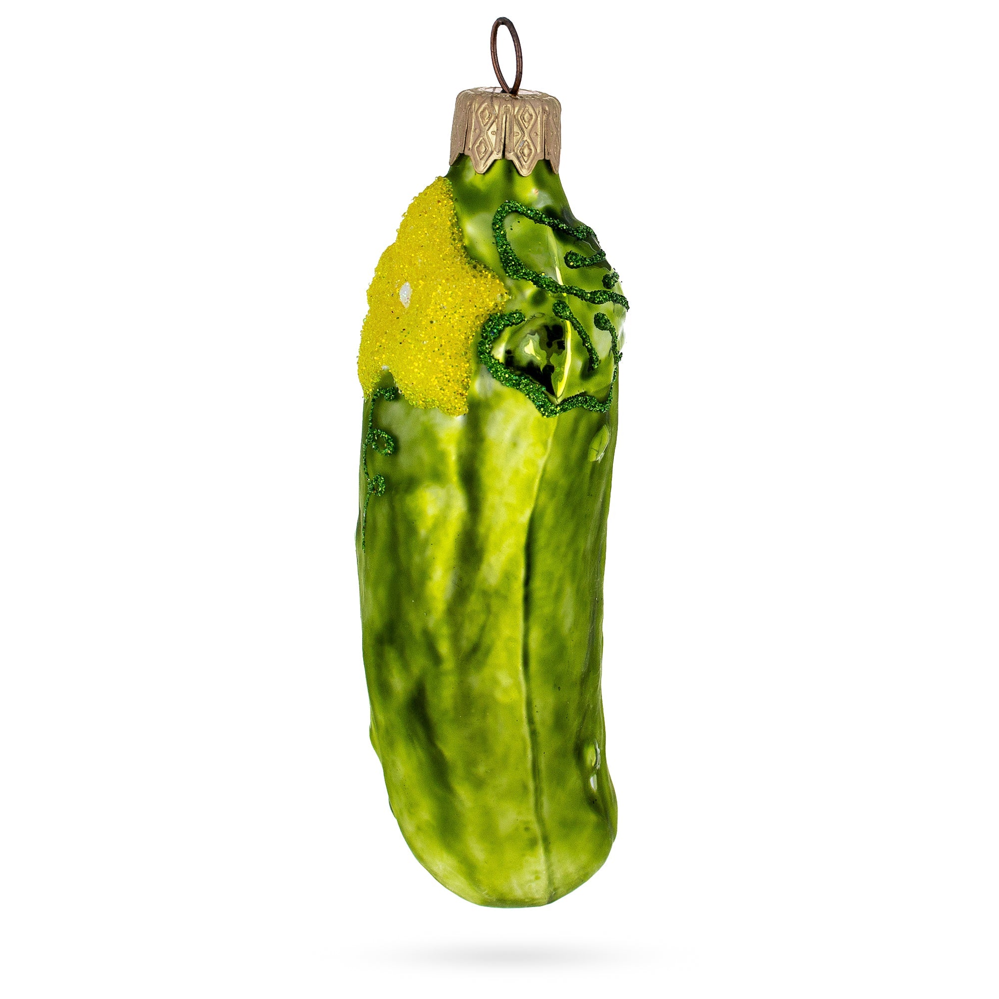 Cucumber With Vine Glass Christmas Ornament