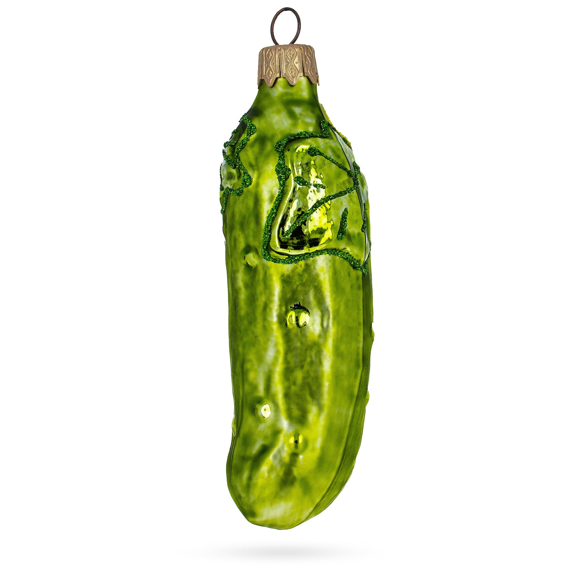 Cucumber With Vine Glass Christmas Ornament