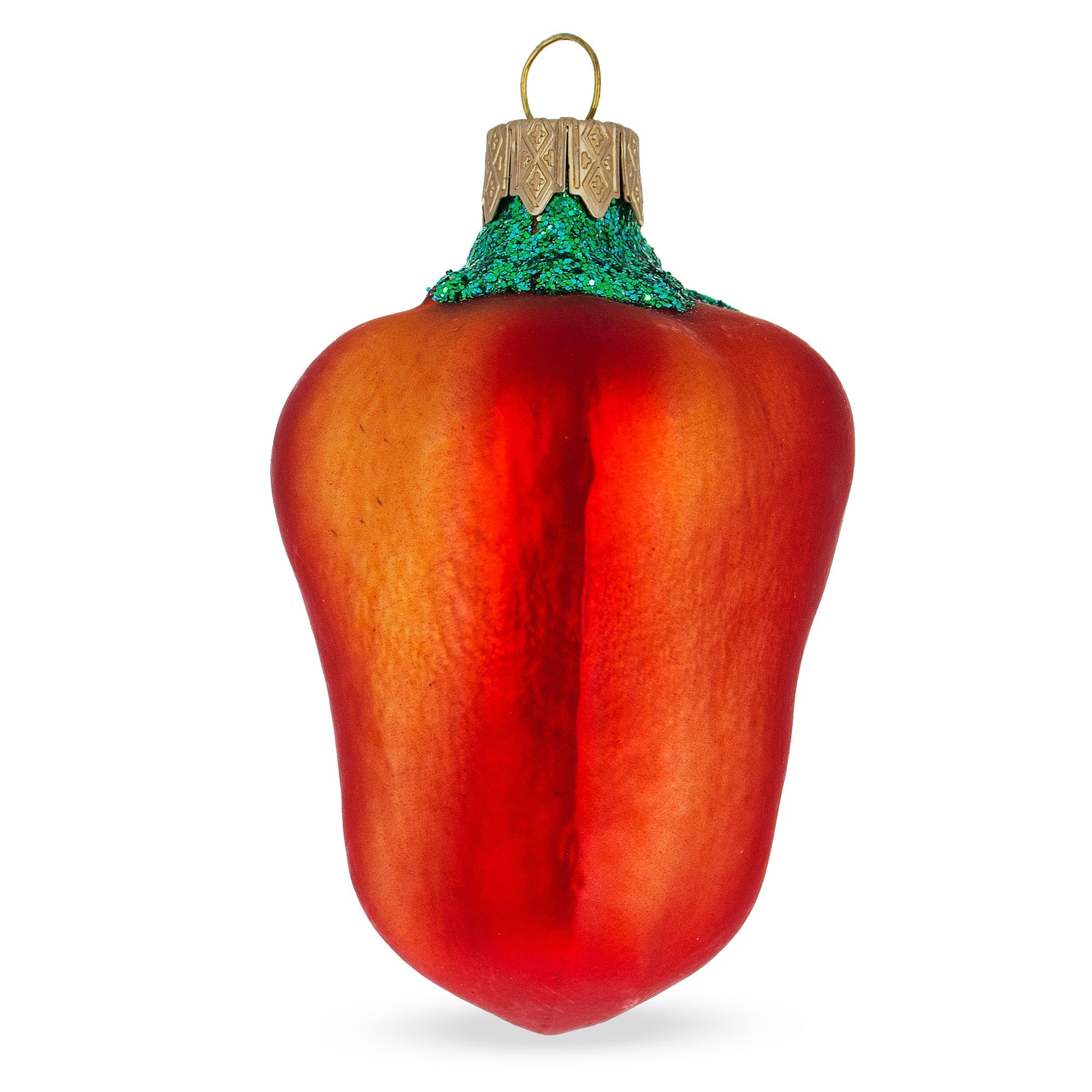 Glittered Red Pepper Glass Christmas Ornament