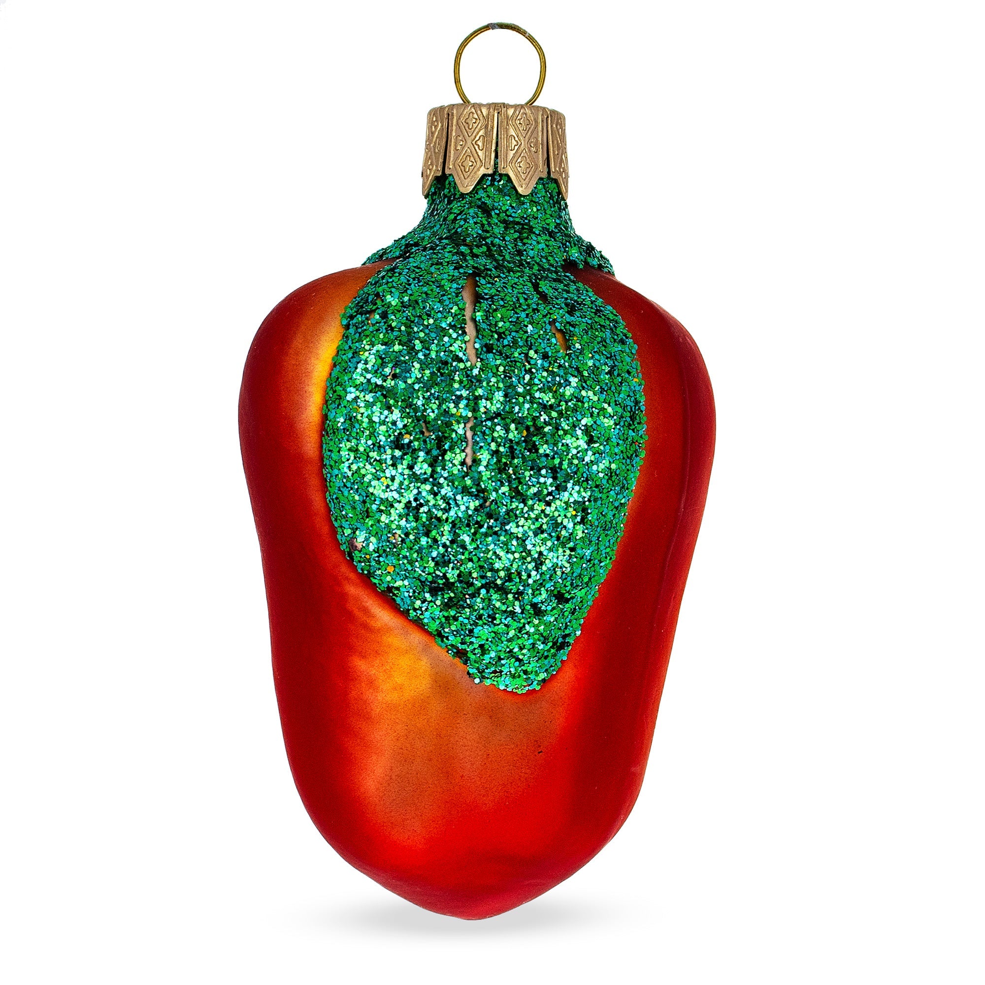 Glittered Red Pepper Glass Christmas Ornament