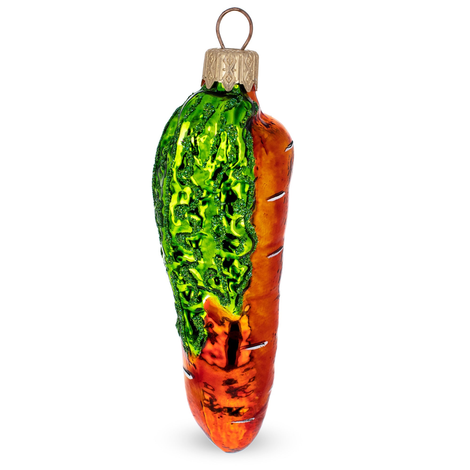 Shiny Carrot Glass Christmas Ornament