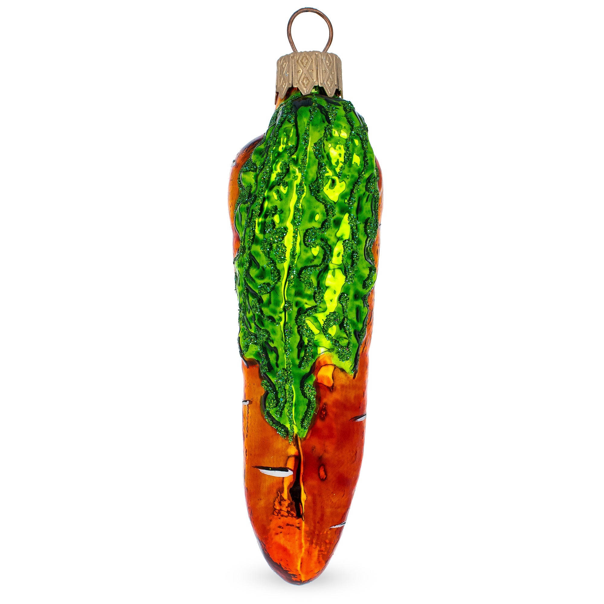 Shiny Carrot Glass Christmas Ornament