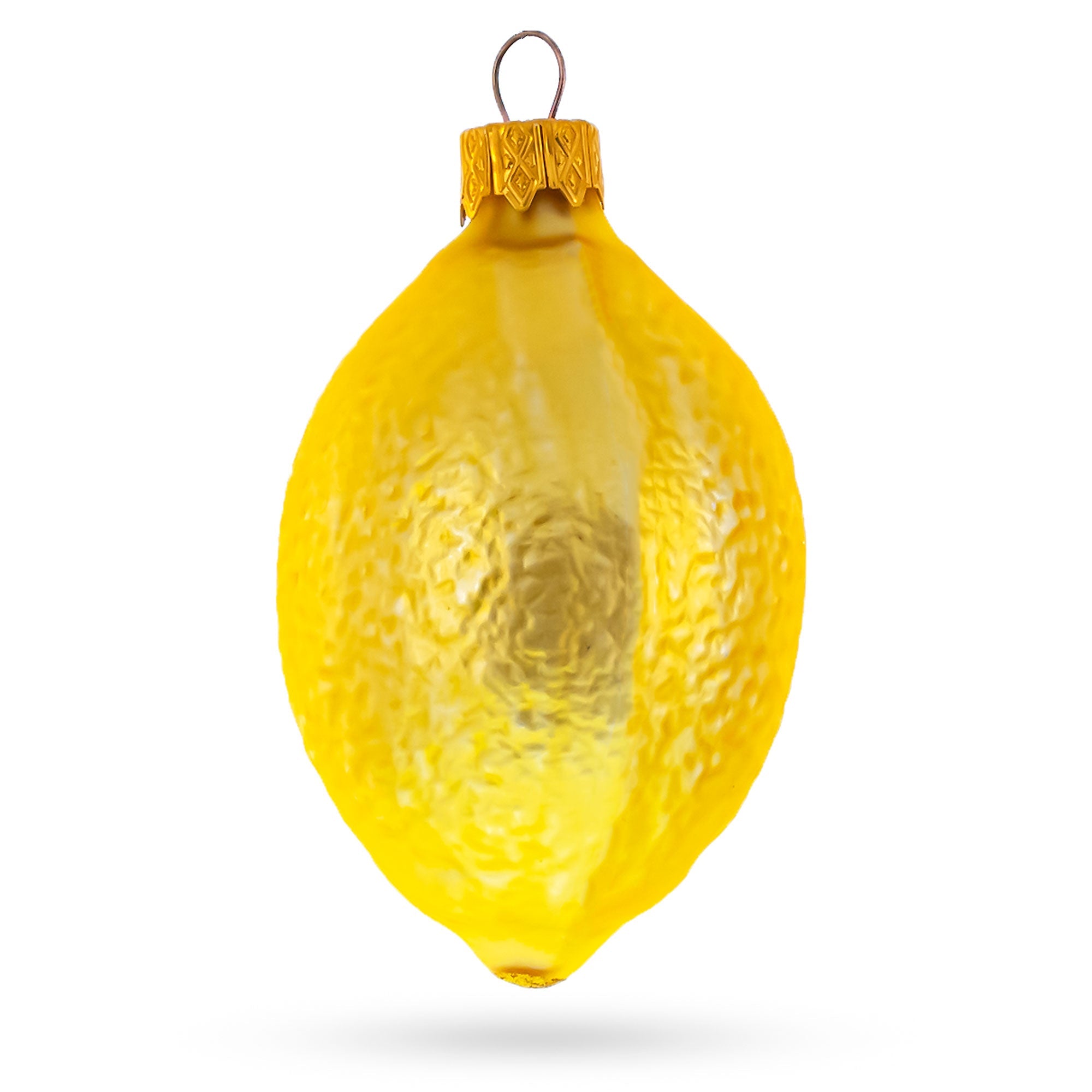 Lemon With Leaf Glass Christmas Ornament